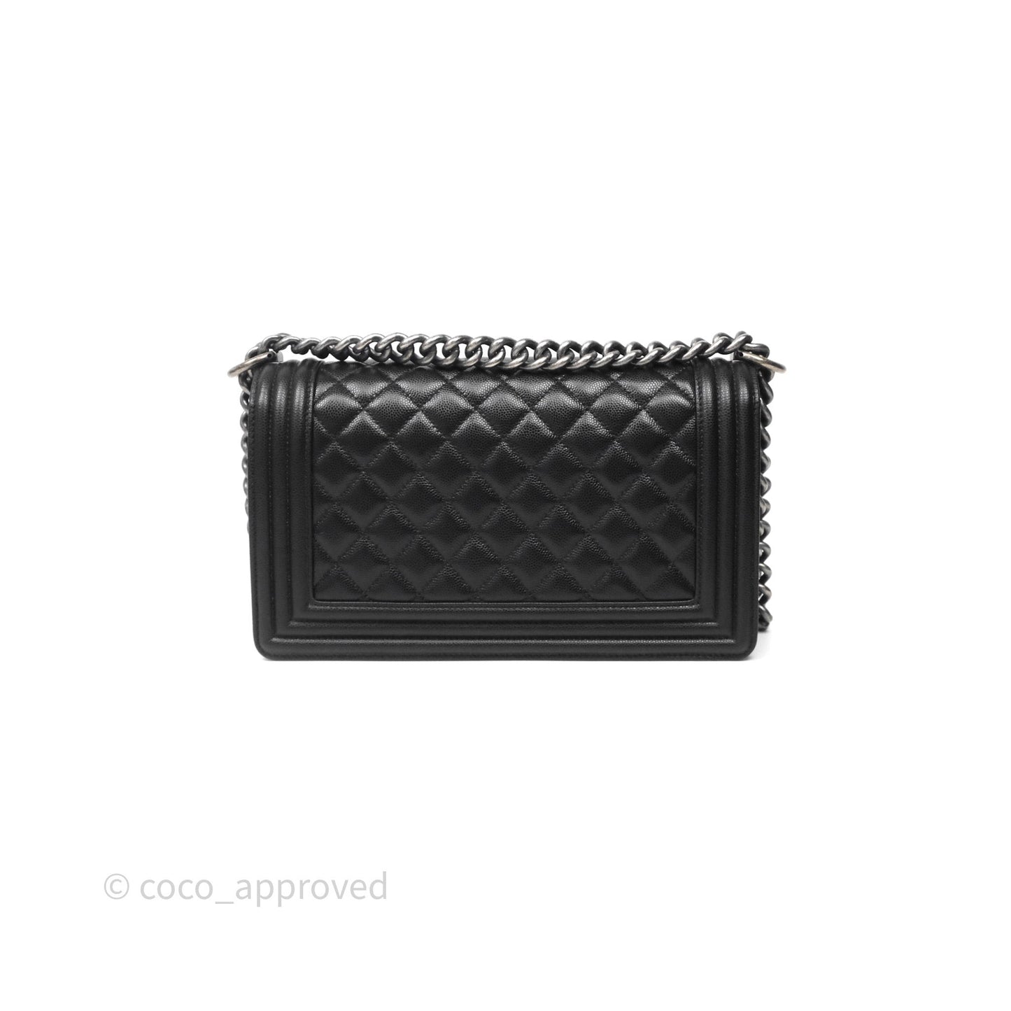 Chanel Quilted Medium Boy Black Caviar Ruthenium Hardware