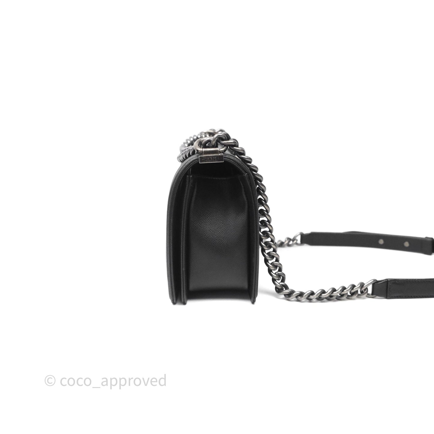 Chanel Quilted Medium Boy Black Caviar Ruthenium Hardware
