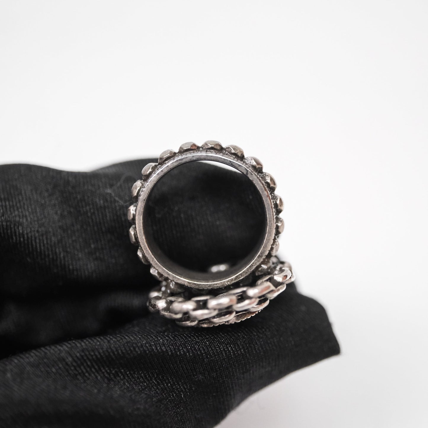 Chanel CC Chain Round Ring Ruthenium Tone 10P