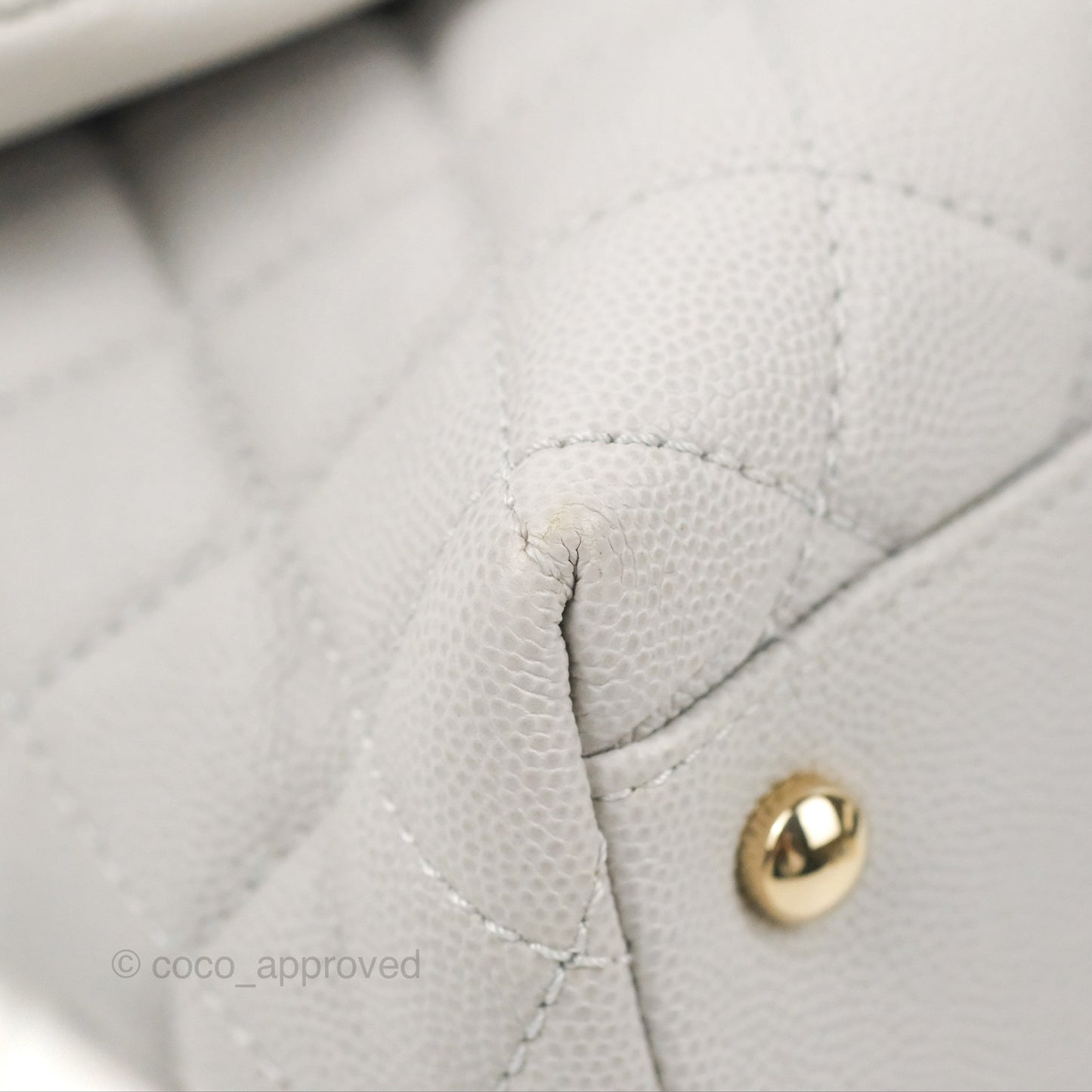 Chanel Medium Coco Handle Quilted Grey Caviar Gold Hardware