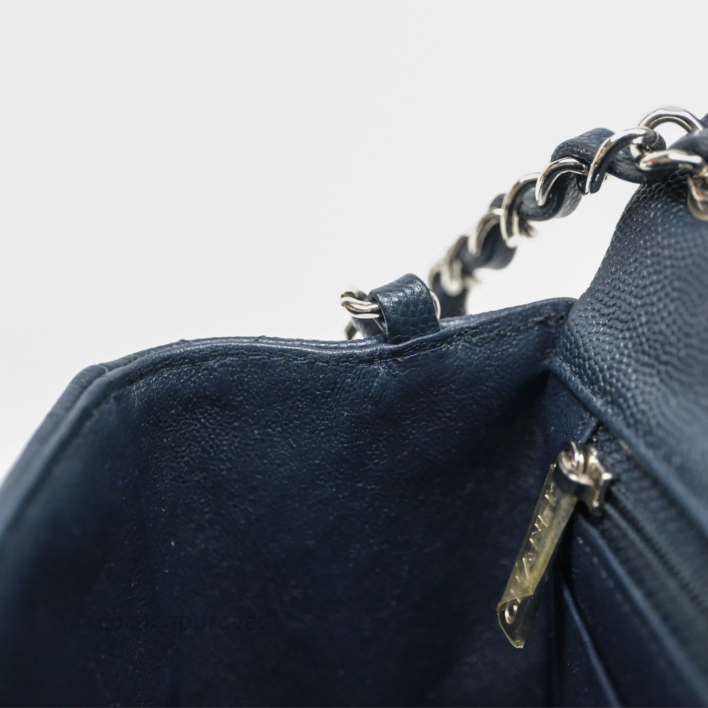 Chanel Quilted Mini Square Navy Caviar Silver Hardware