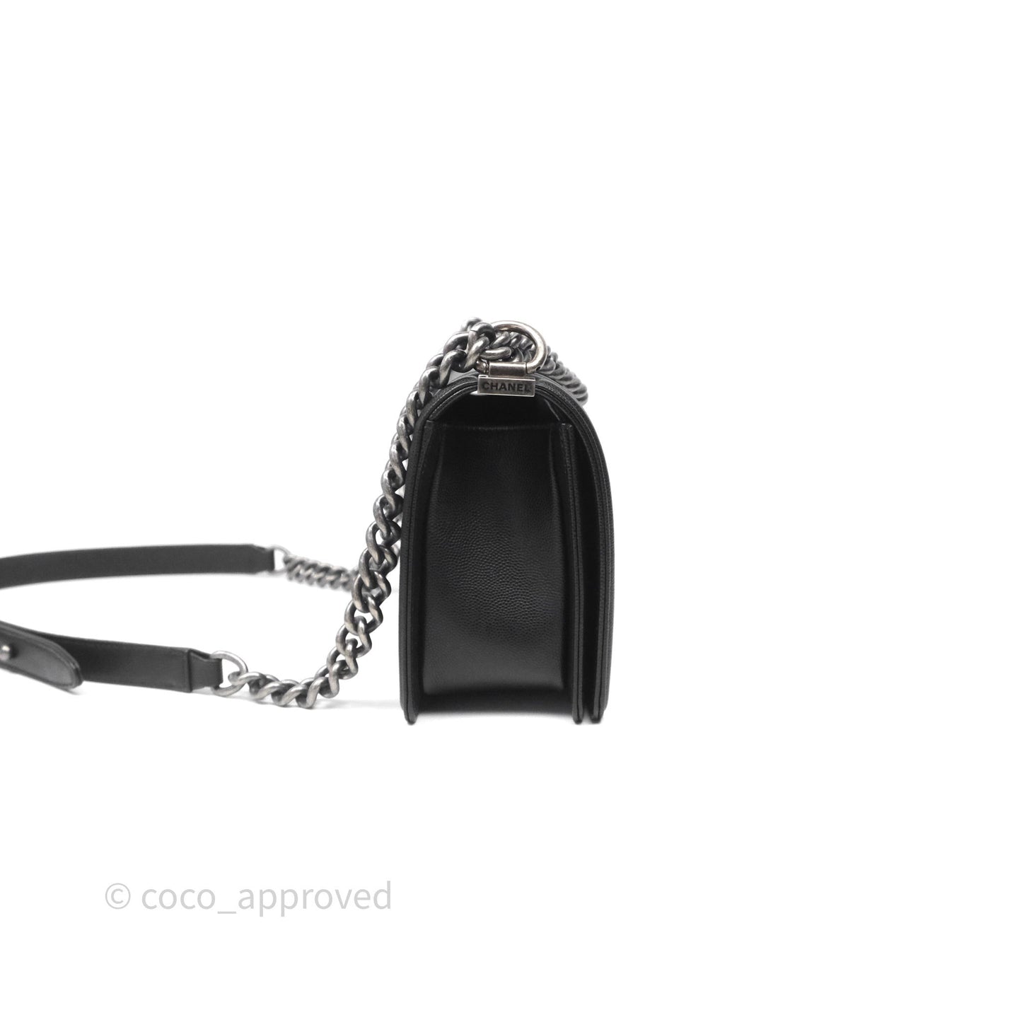 Chanel Quilted Medium Boy Black Caviar Ruthenium Hardware