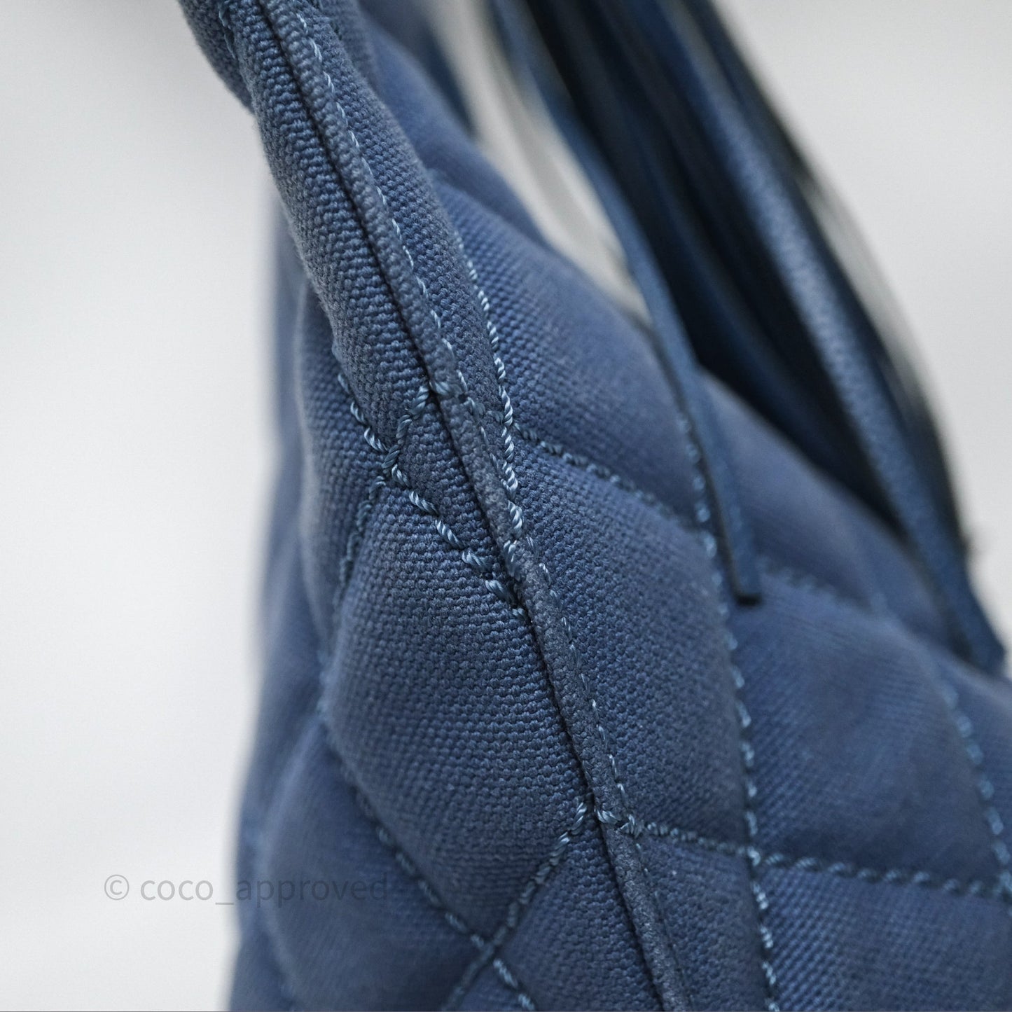 Chanel Blue Caviar Tassel Canvas Tote Bag