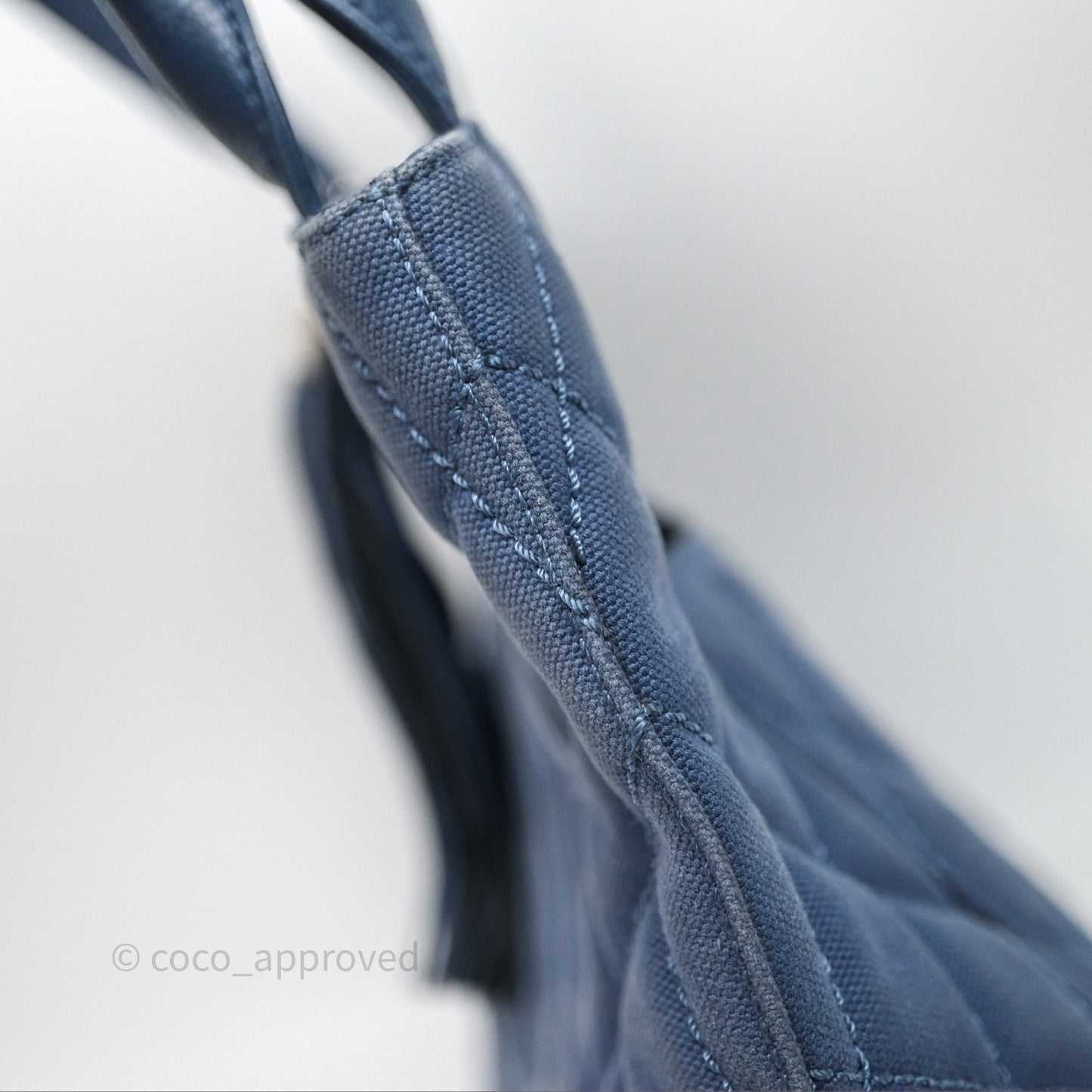 Chanel Blue Caviar Tassel Canvas Tote Bag