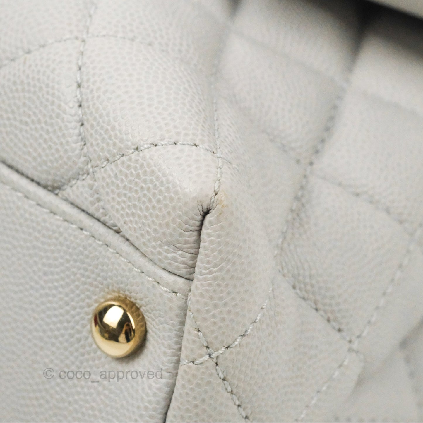 Chanel Medium Coco Handle Quilted Grey Caviar Gold Hardware