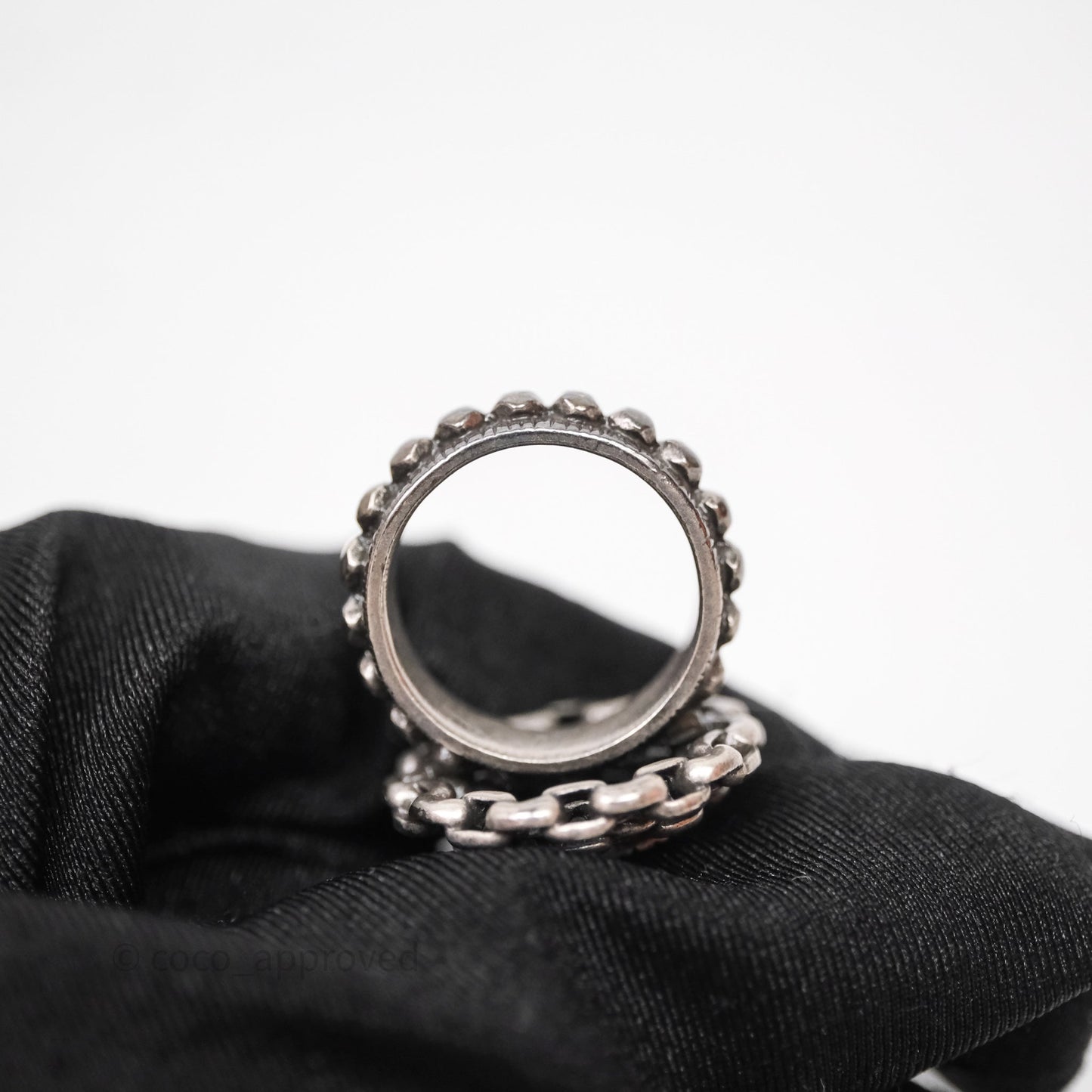 Chanel CC Chain Round Ring Ruthenium Tone 10P