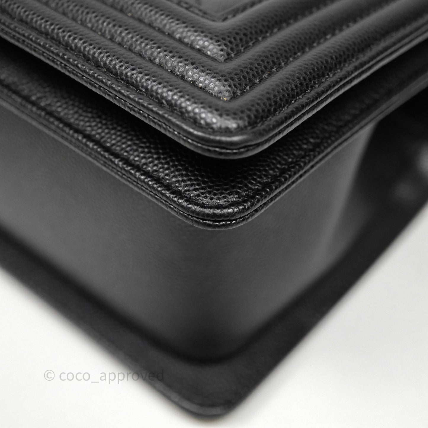Chanel Quilted Medium Boy Black Caviar Ruthenium Hardware