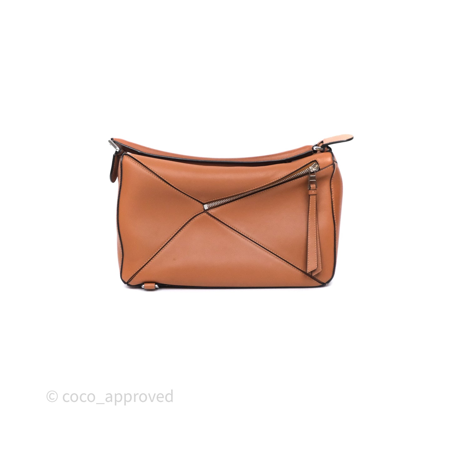 Loewe Medium Puzzle Bag Tan Calfskin Silver Hardware