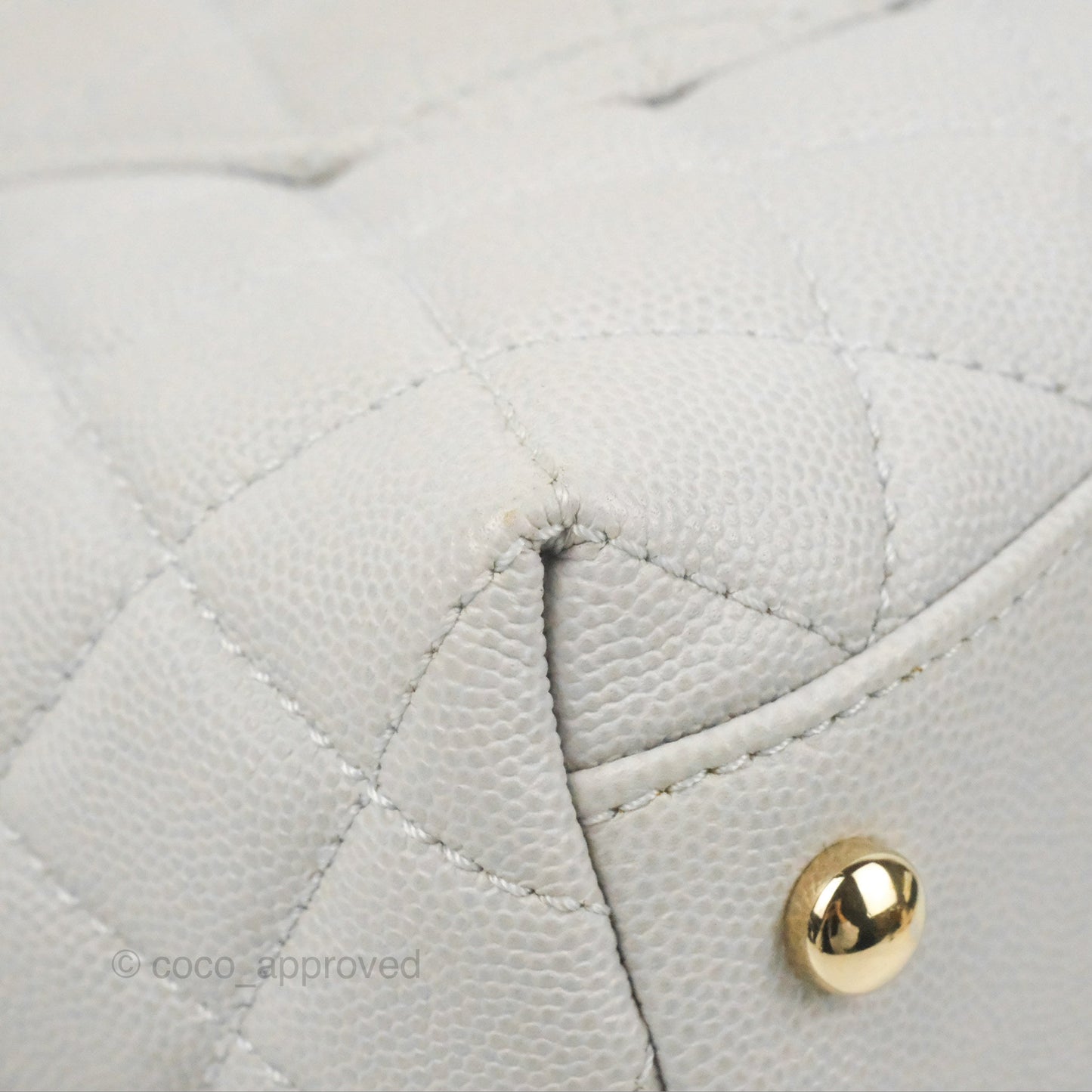 Chanel Medium Coco Handle Quilted Grey Caviar Gold Hardware