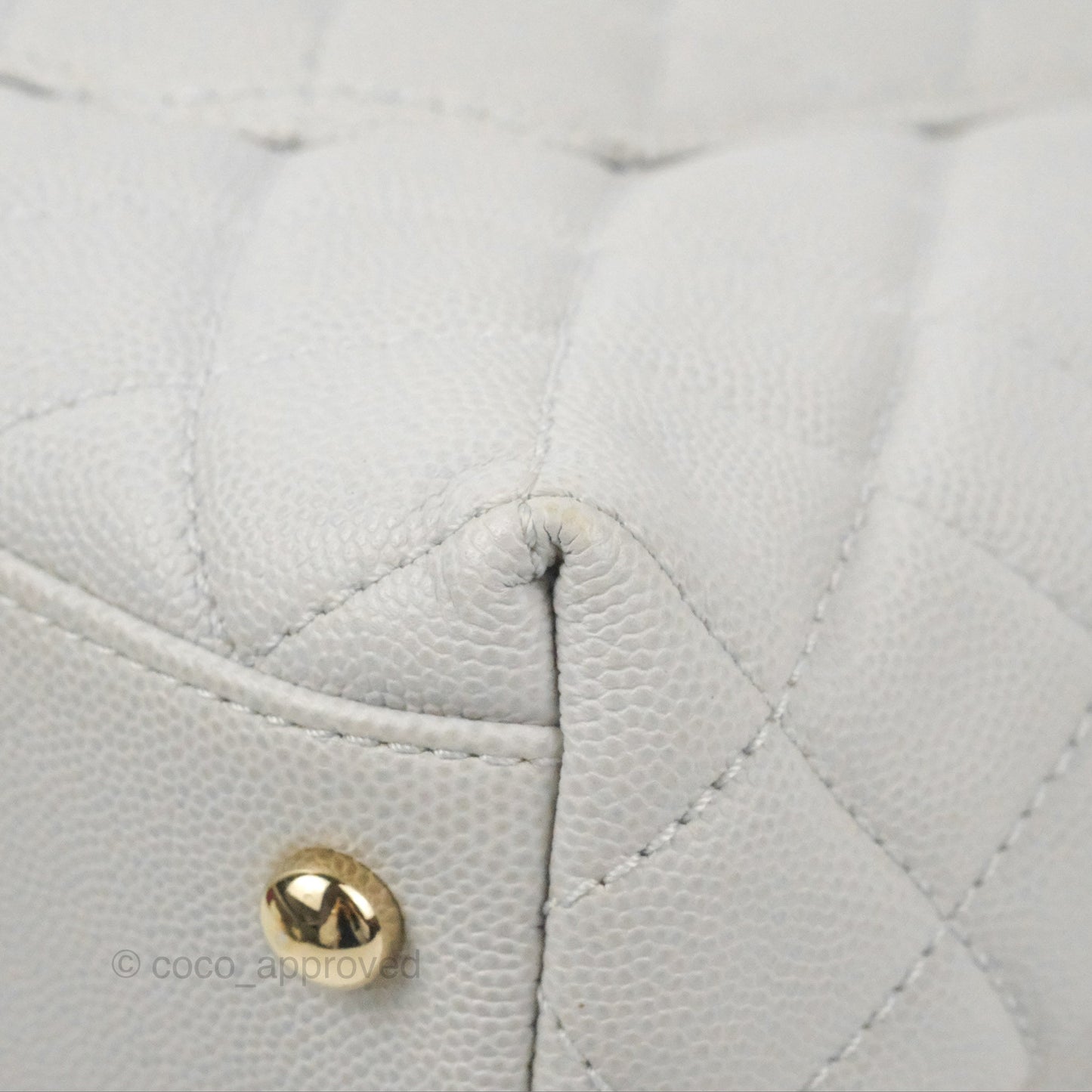 Chanel Medium Coco Handle Quilted Grey Caviar Gold Hardware