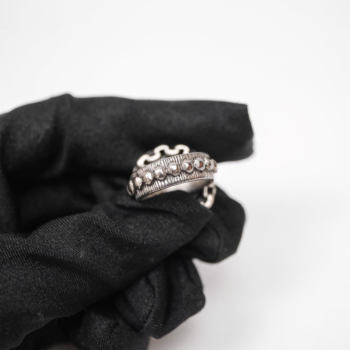 Chanel CC Chain Round Ring Ruthenium Tone 10P
