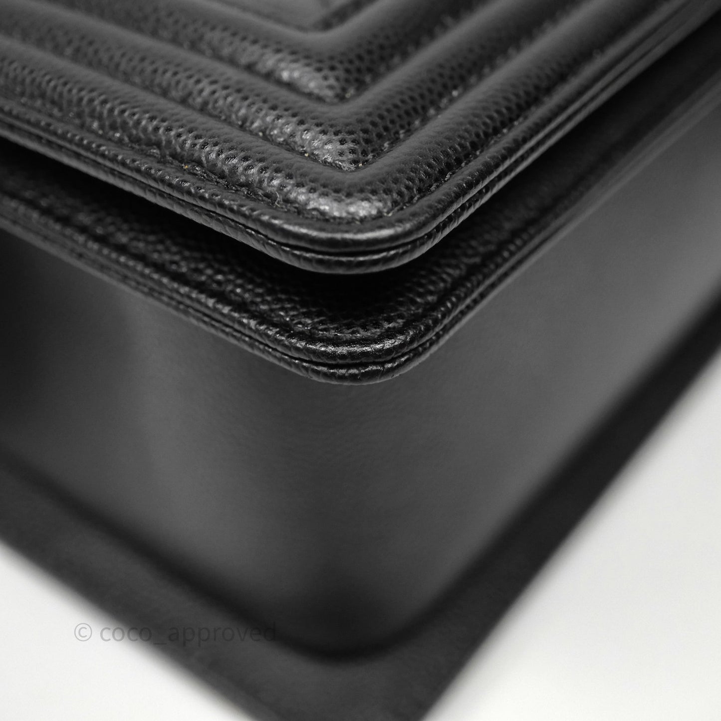 Chanel Quilted Medium Boy Black Caviar Ruthenium Hardware