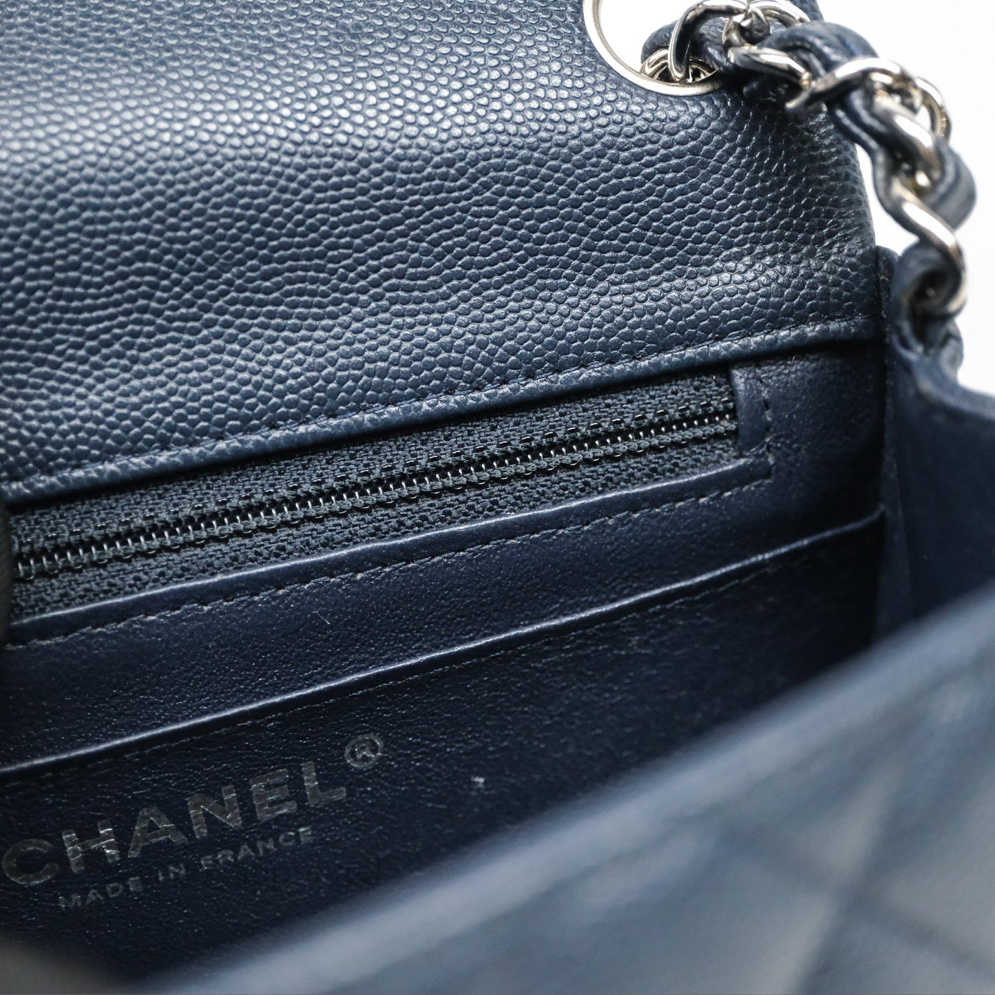 Chanel Quilted Mini Square Navy Caviar Silver Hardware