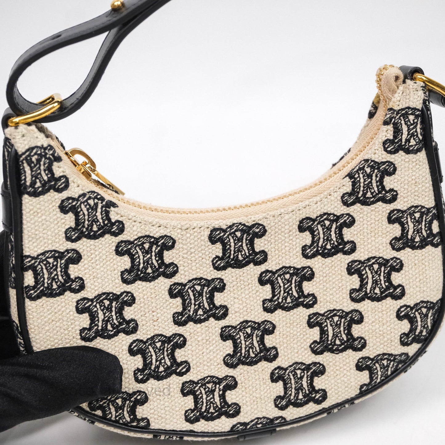 Celine Mini Ava Bag In Triomphe Canvas Black