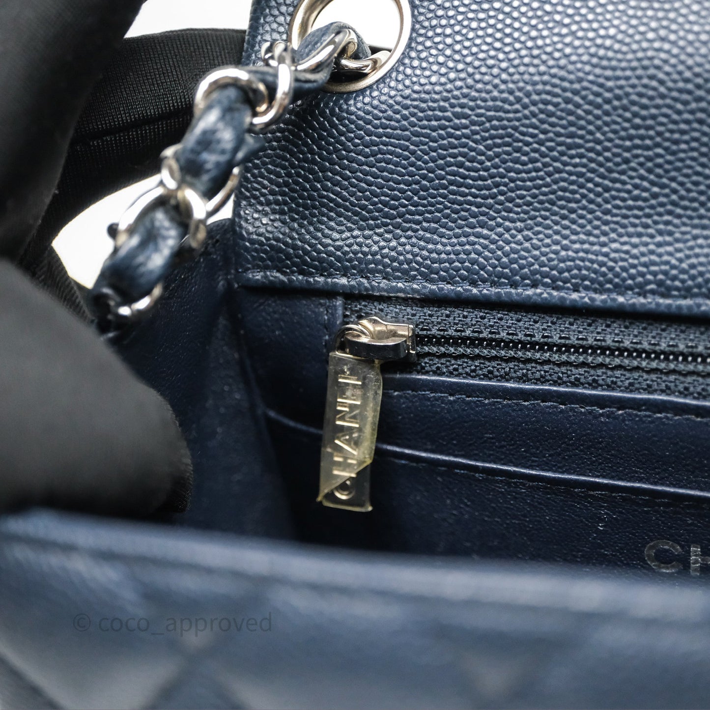 Chanel Quilted Mini Square Navy Caviar Silver Hardware