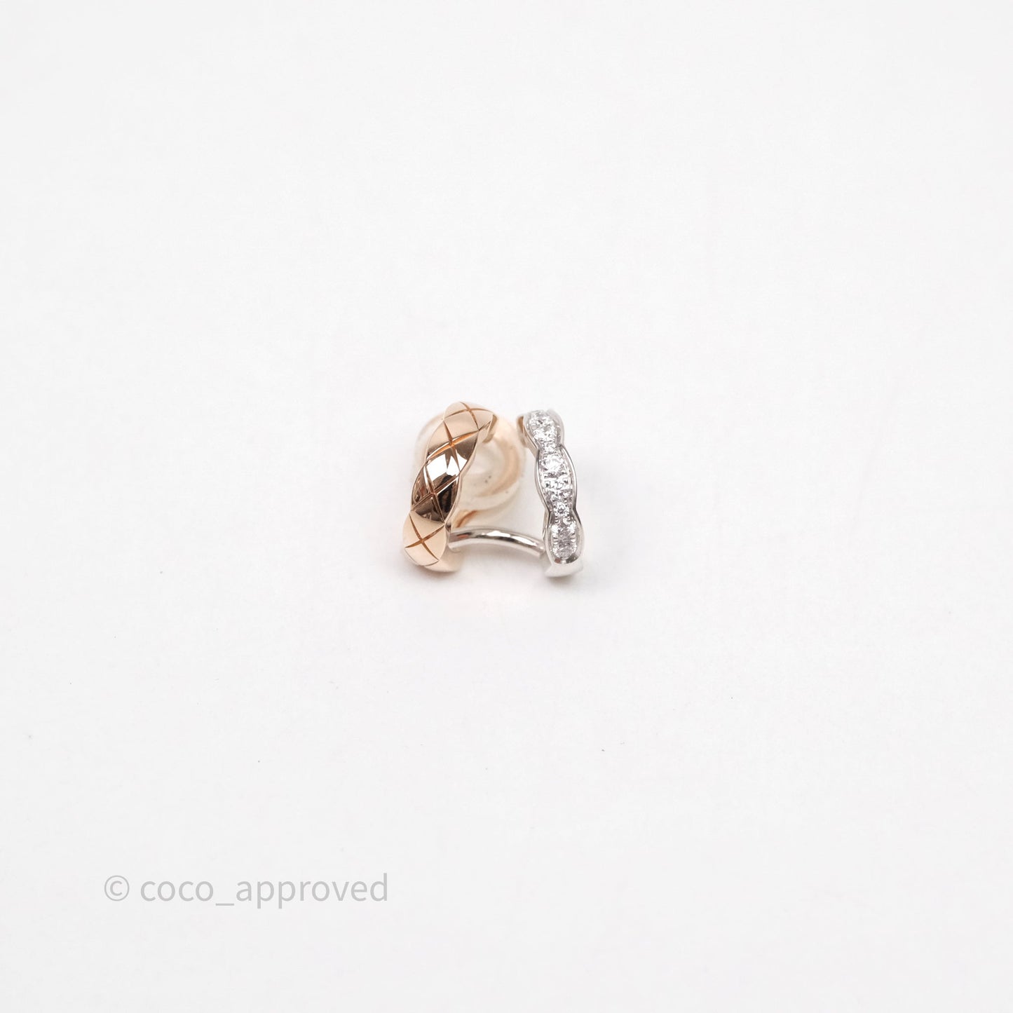 Chanel Coco Crush Single Ear Clip 18K White & Beige Gold Diamonds