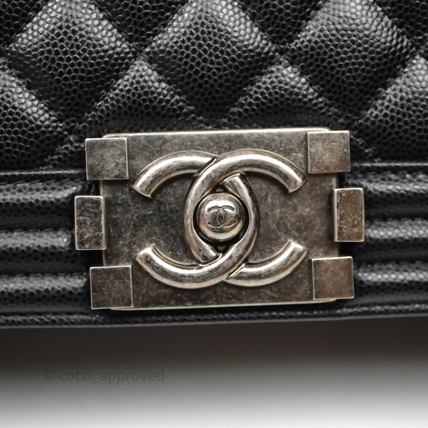 Chanel Quilted Medium Boy Black Caviar Ruthenium Hardware