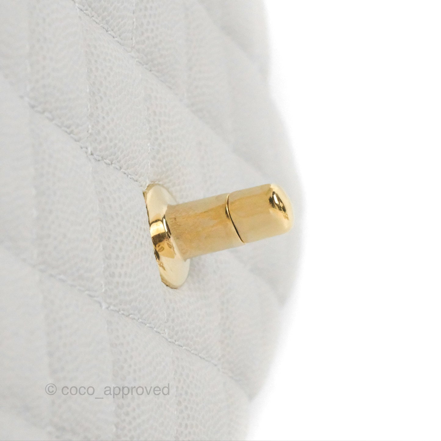 Chanel Medium Coco Handle Quilted Grey Caviar Gold Hardware
