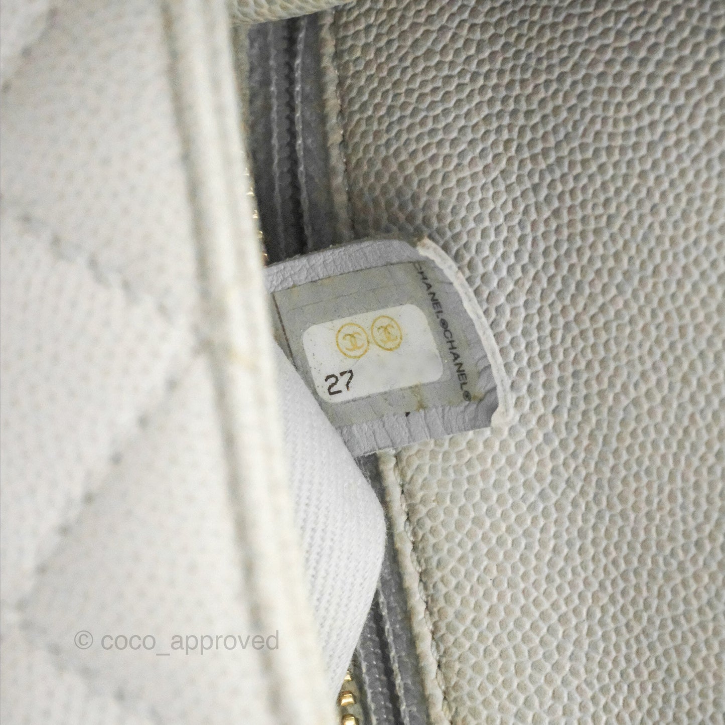 Chanel Medium Coco Handle Quilted Grey Caviar Gold Hardware