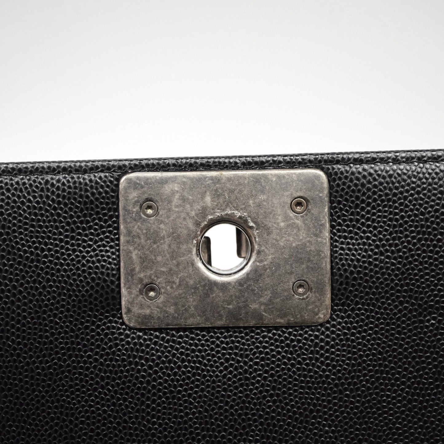 Chanel Quilted Medium Boy Black Caviar Ruthenium Hardware