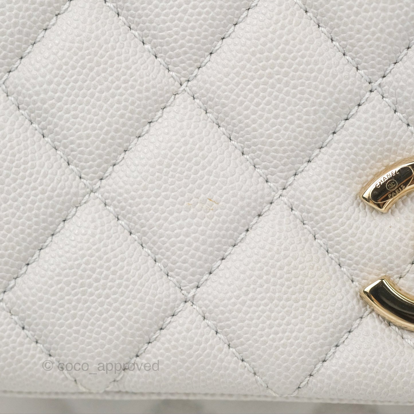 Chanel Medium Coco Handle Quilted Grey Caviar Gold Hardware