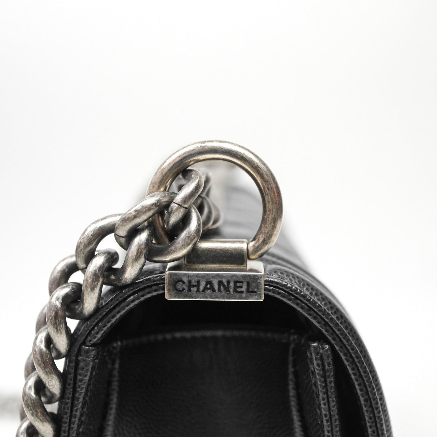 Chanel Quilted Medium Boy Black Caviar Ruthenium Hardware