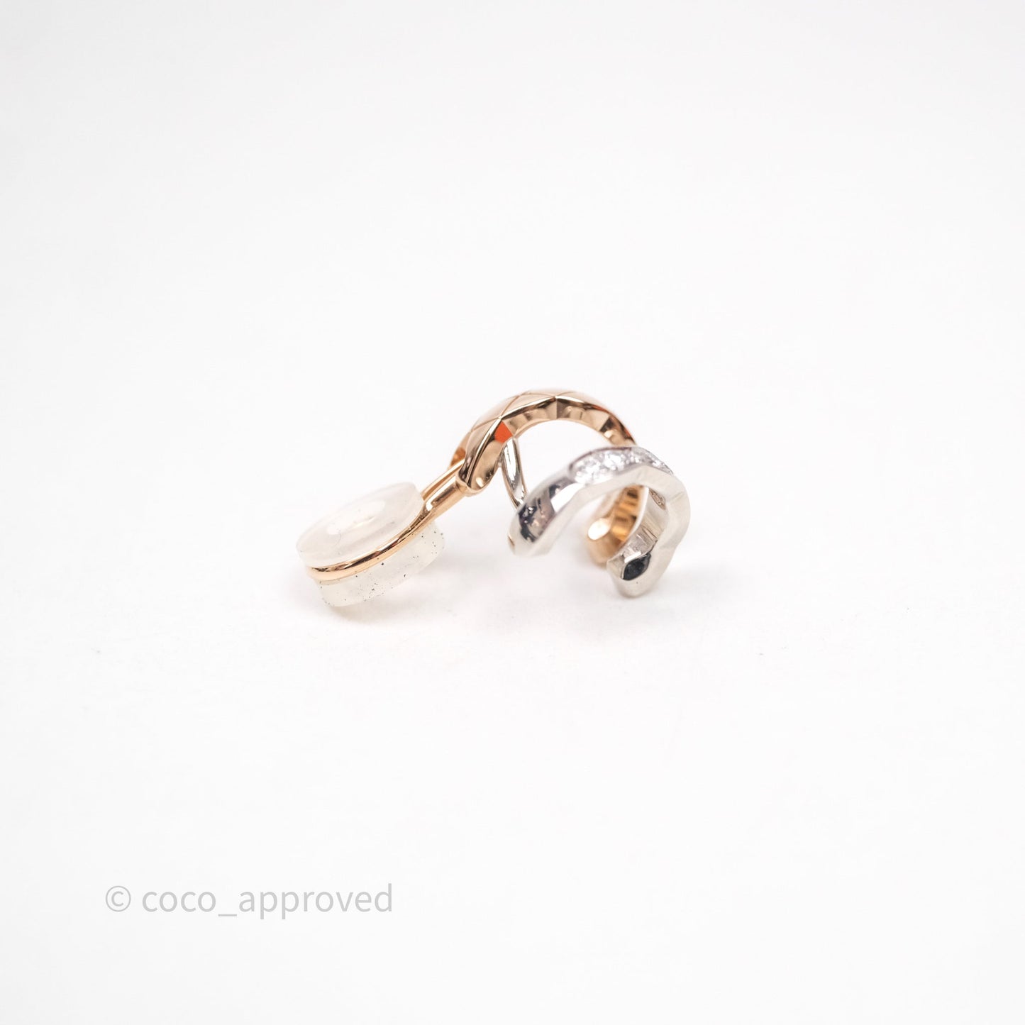 Chanel Coco Crush Single Ear Clip 18K White & Beige Gold Diamonds