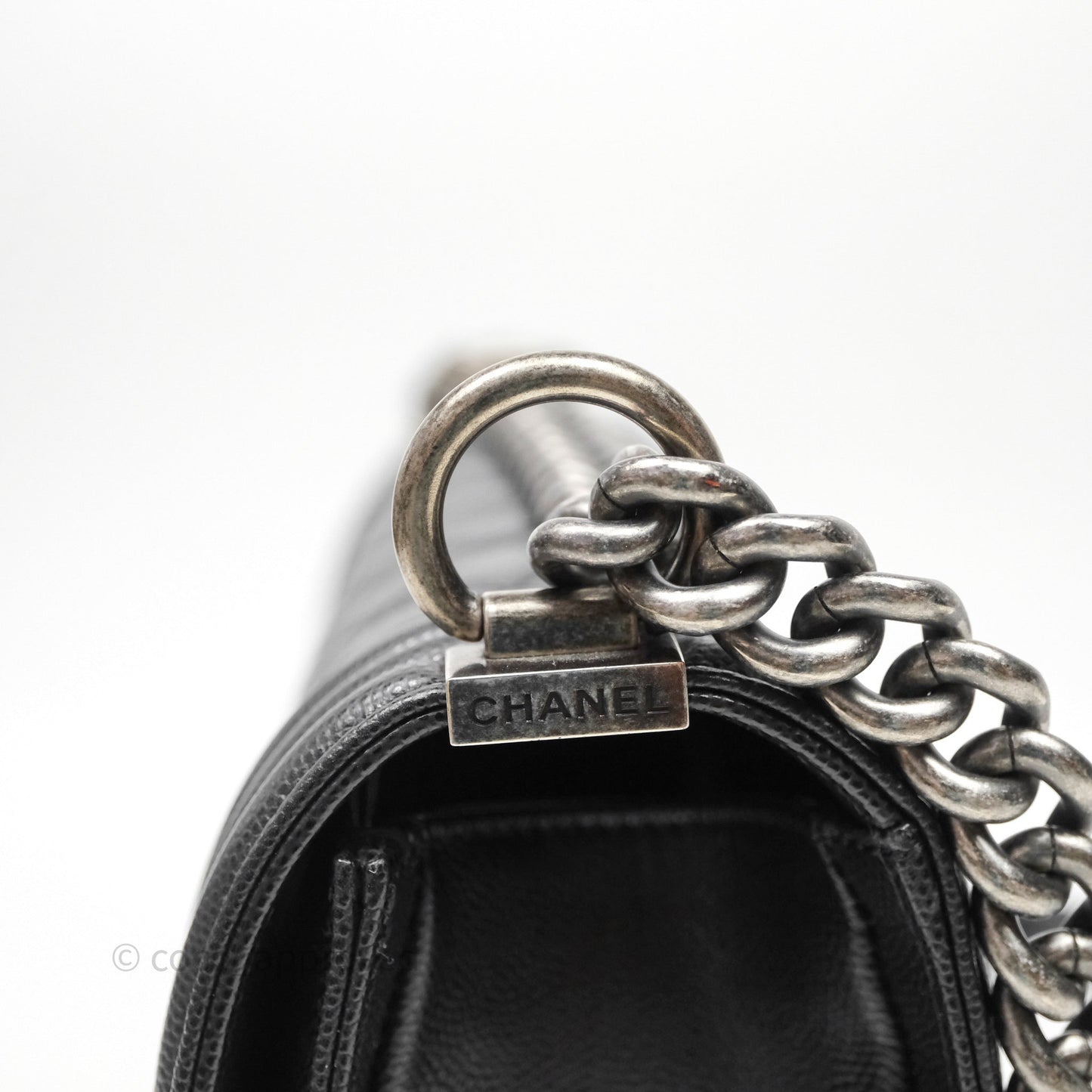 Chanel Quilted Medium Boy Black Caviar Ruthenium Hardware