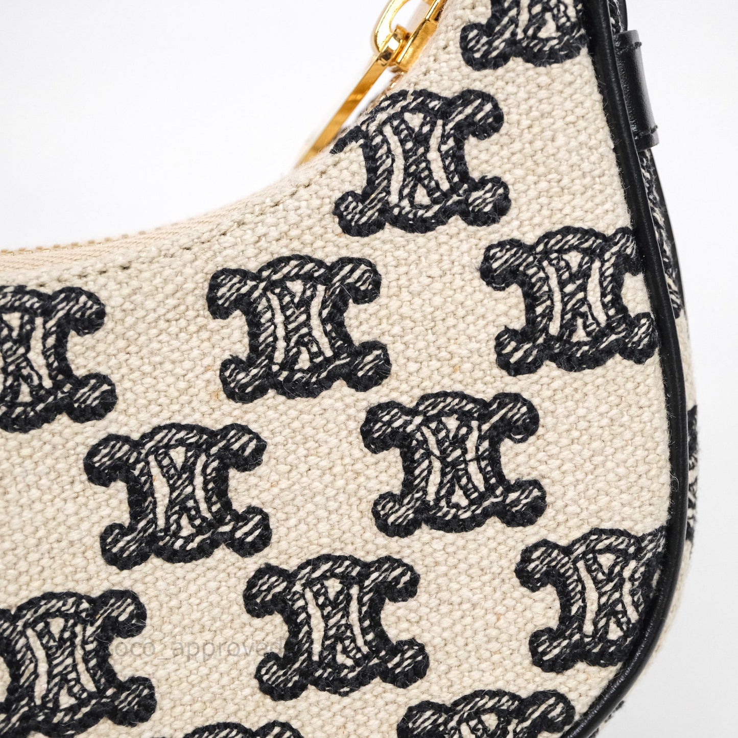 Celine Mini Ava Bag In Triomphe Canvas Black