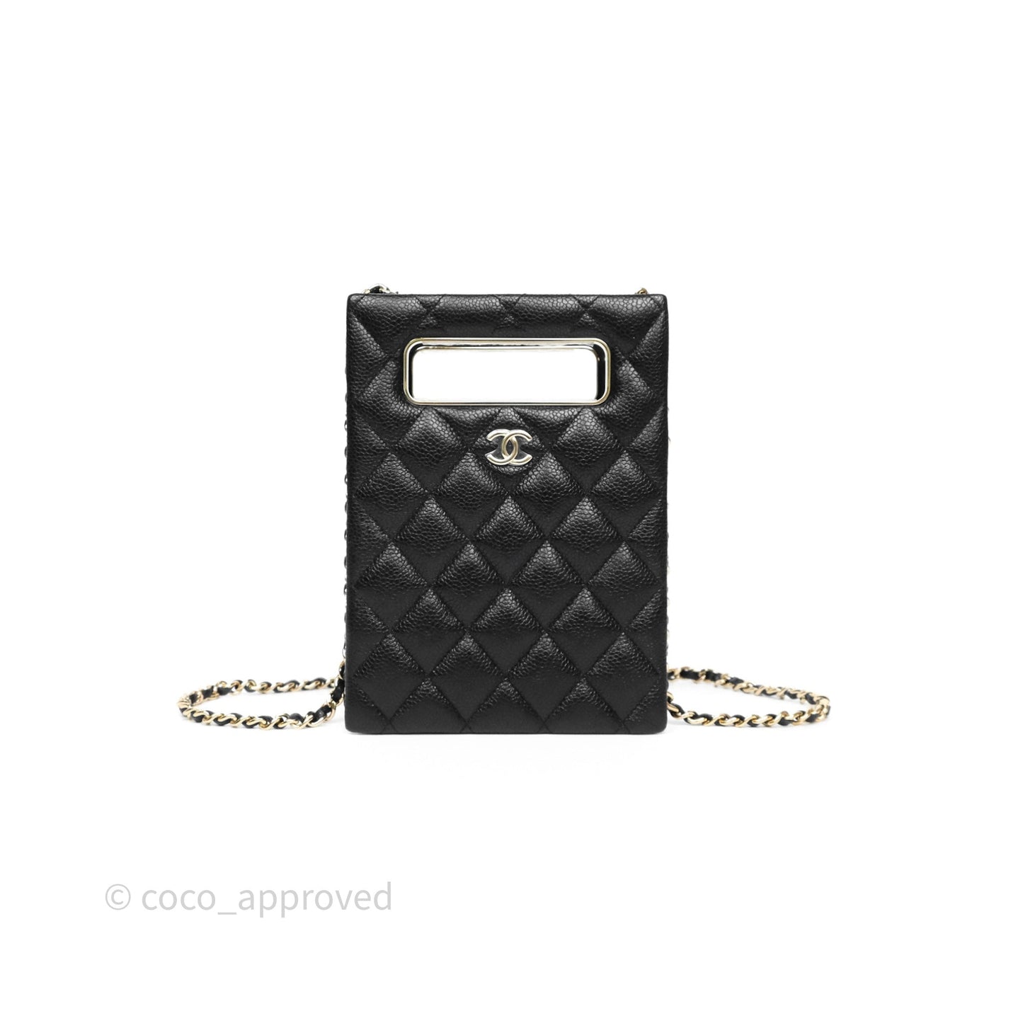 Chanel Evening Bag Black Caviar Gold Hardware 22S