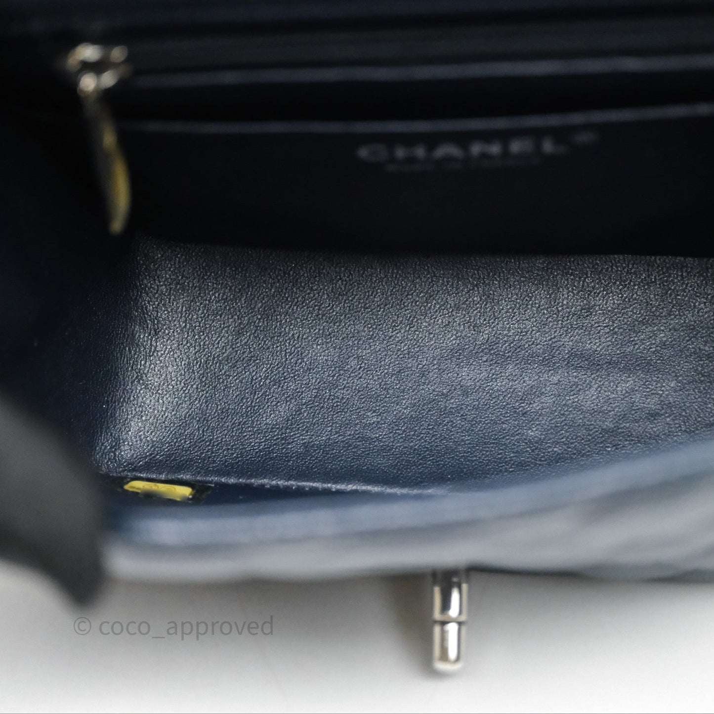 Chanel Quilted Mini Square Navy Caviar Silver Hardware