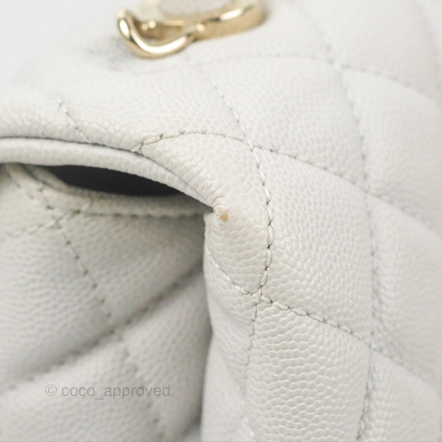 Chanel Medium Coco Handle Quilted Grey Caviar Gold Hardware