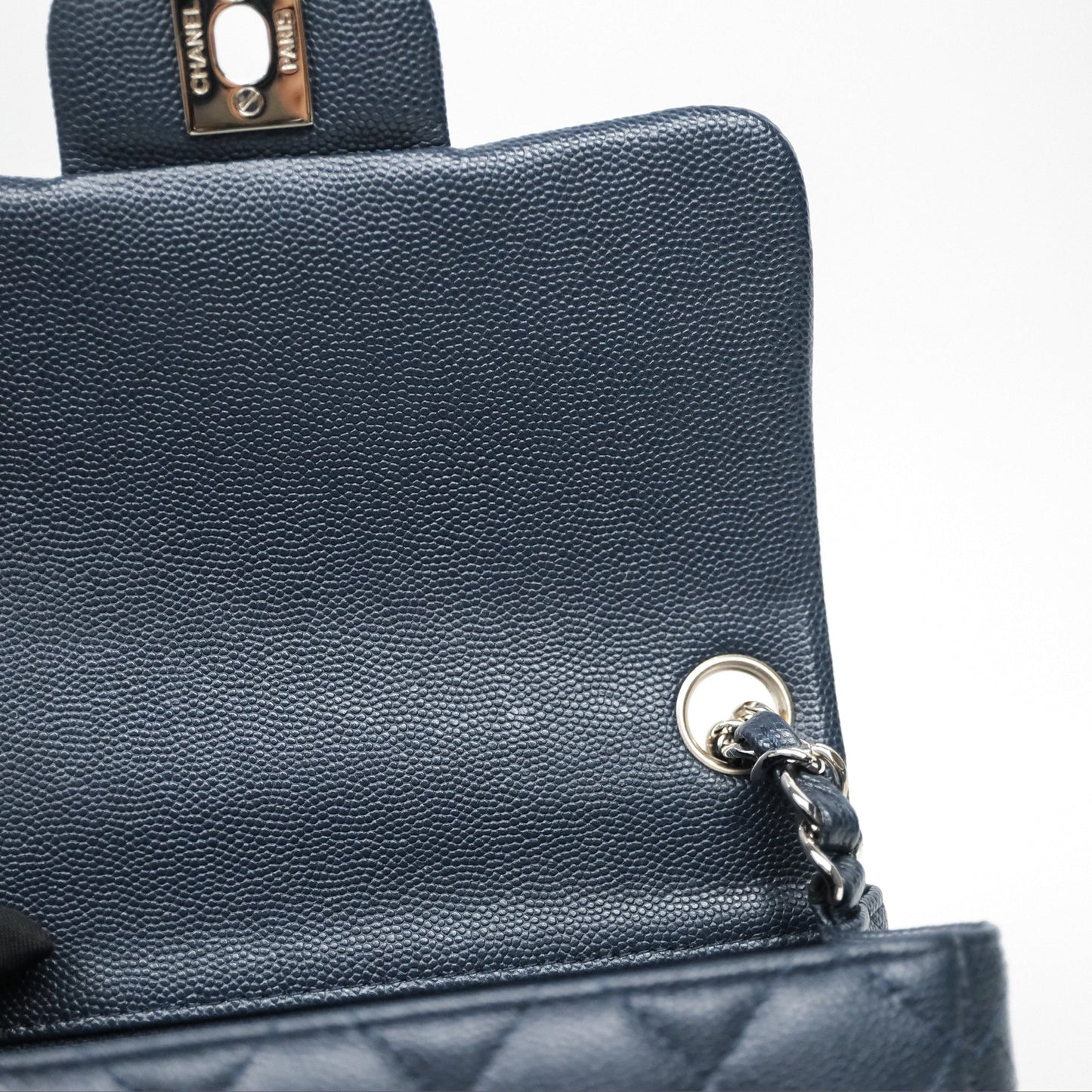 Chanel Quilted Mini Square Navy Caviar Silver Hardware