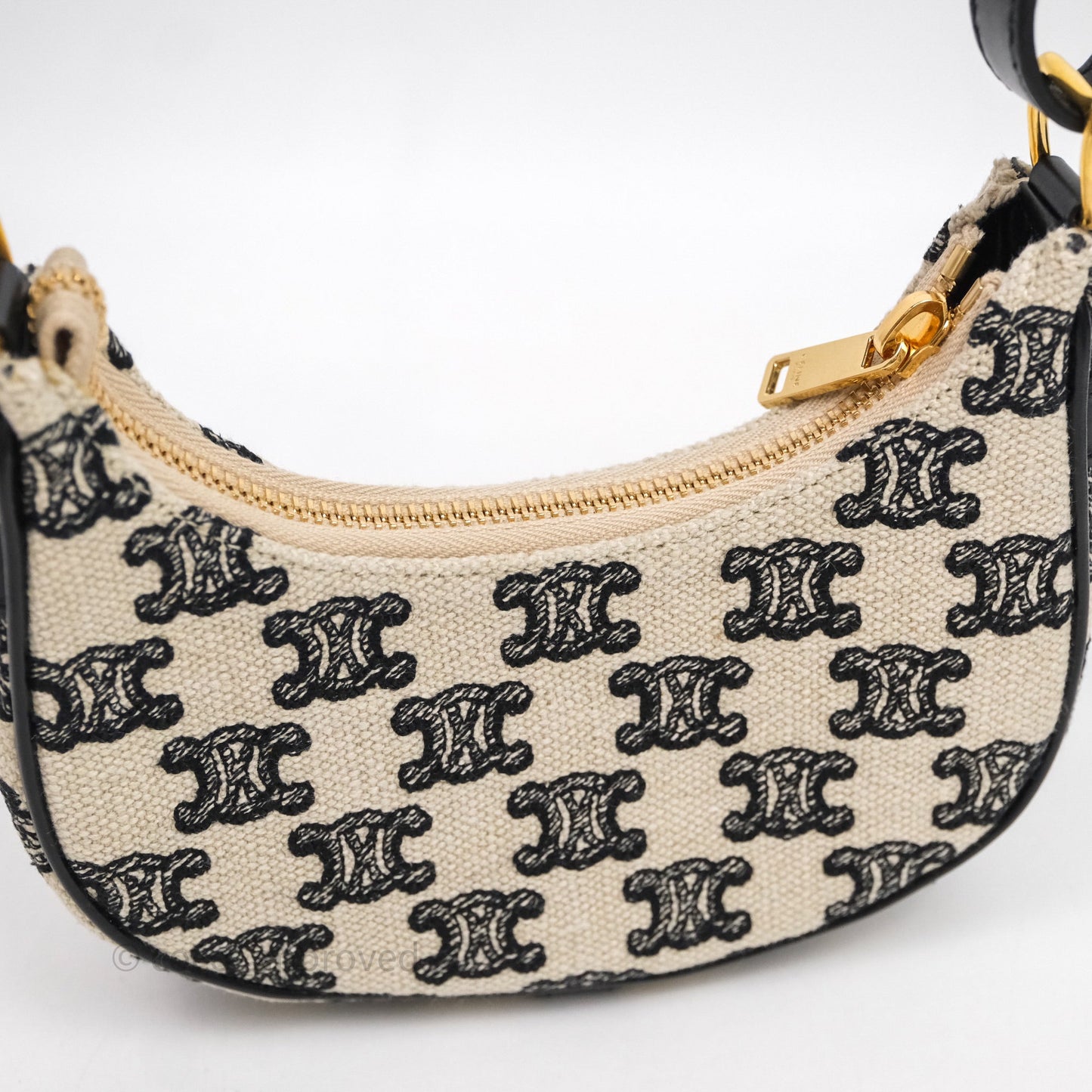 Celine Mini Ava Bag In Triomphe Canvas Black