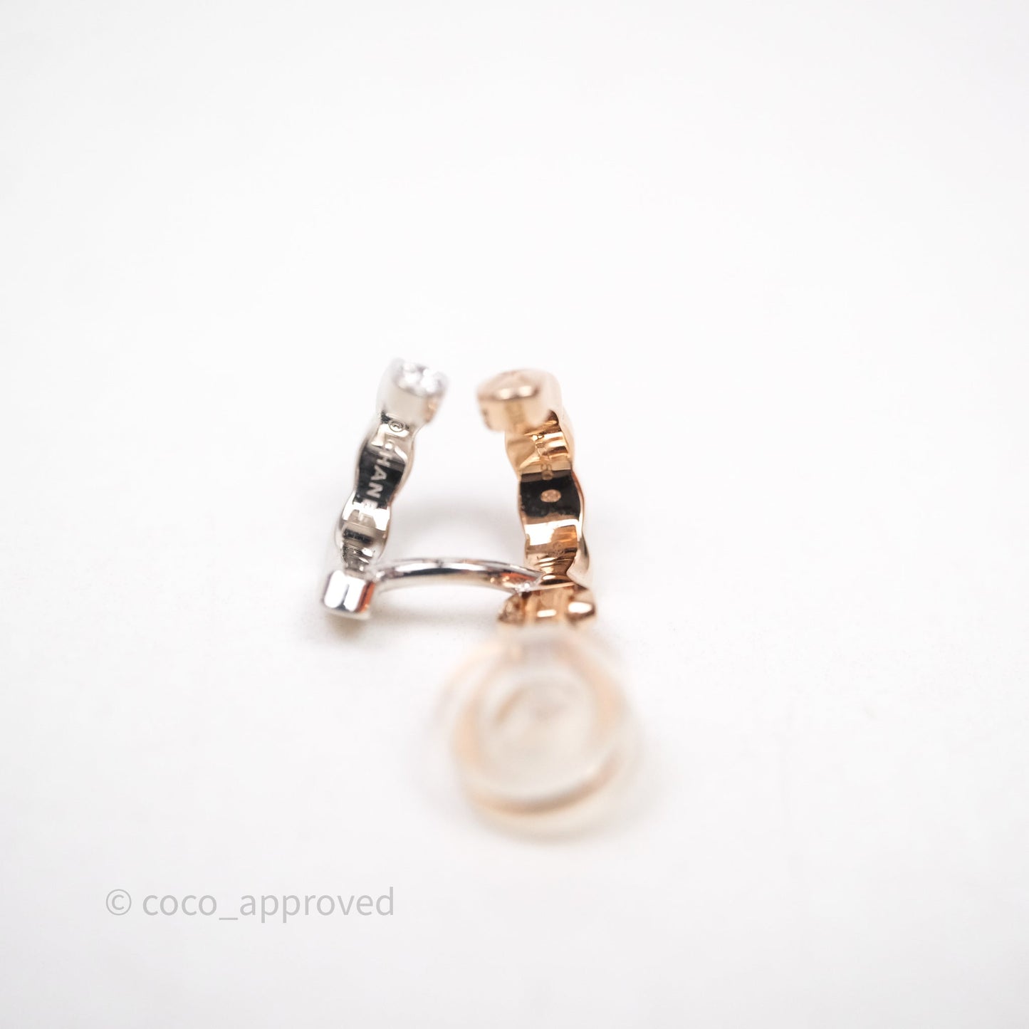Chanel Coco Crush Single Ear Clip 18K White & Beige Gold Diamonds