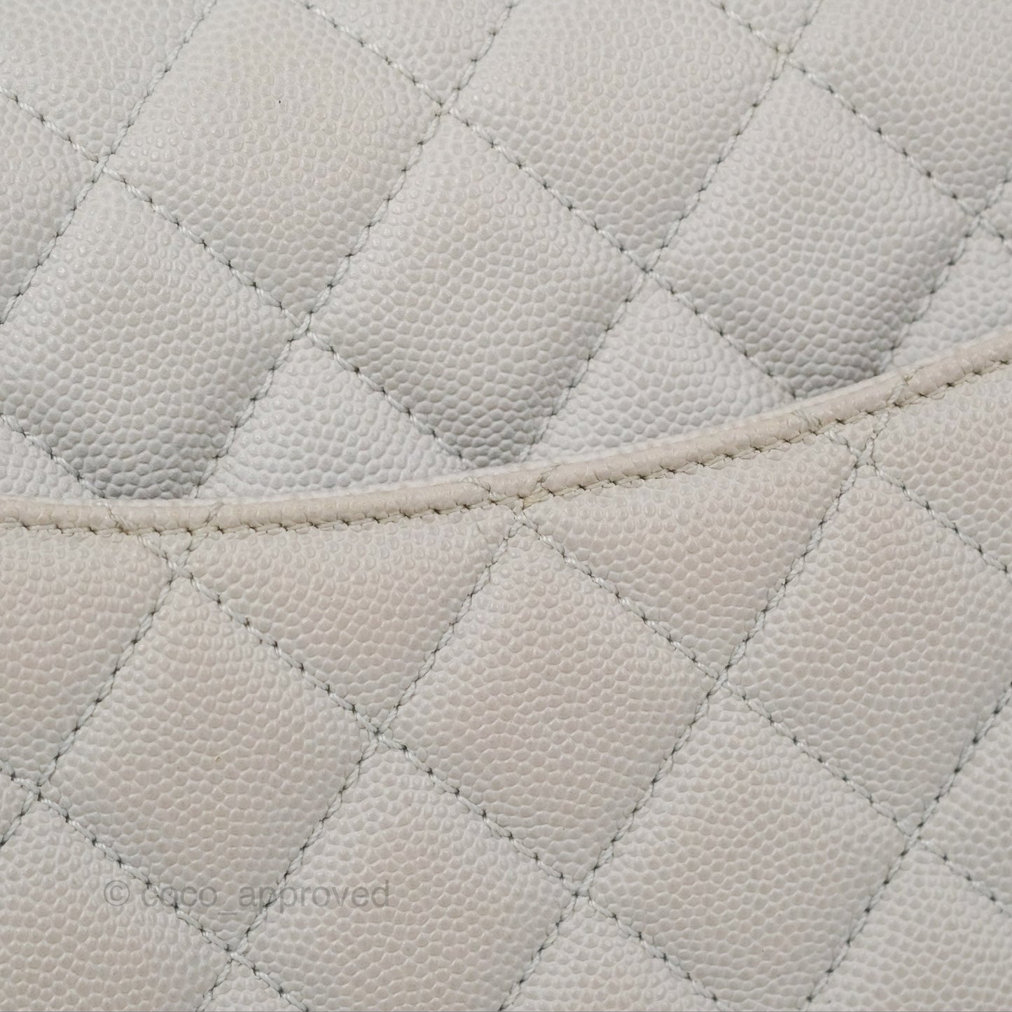 Chanel Medium Coco Handle Quilted Grey Caviar Gold Hardware