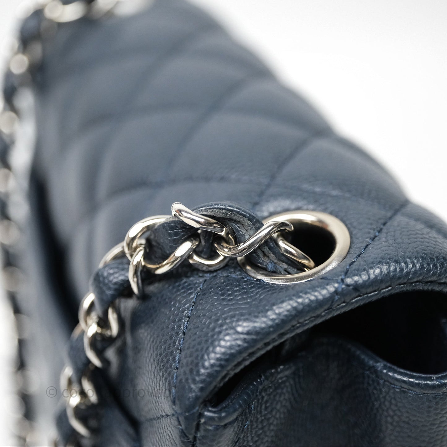 Chanel Quilted Mini Square Navy Caviar Silver Hardware