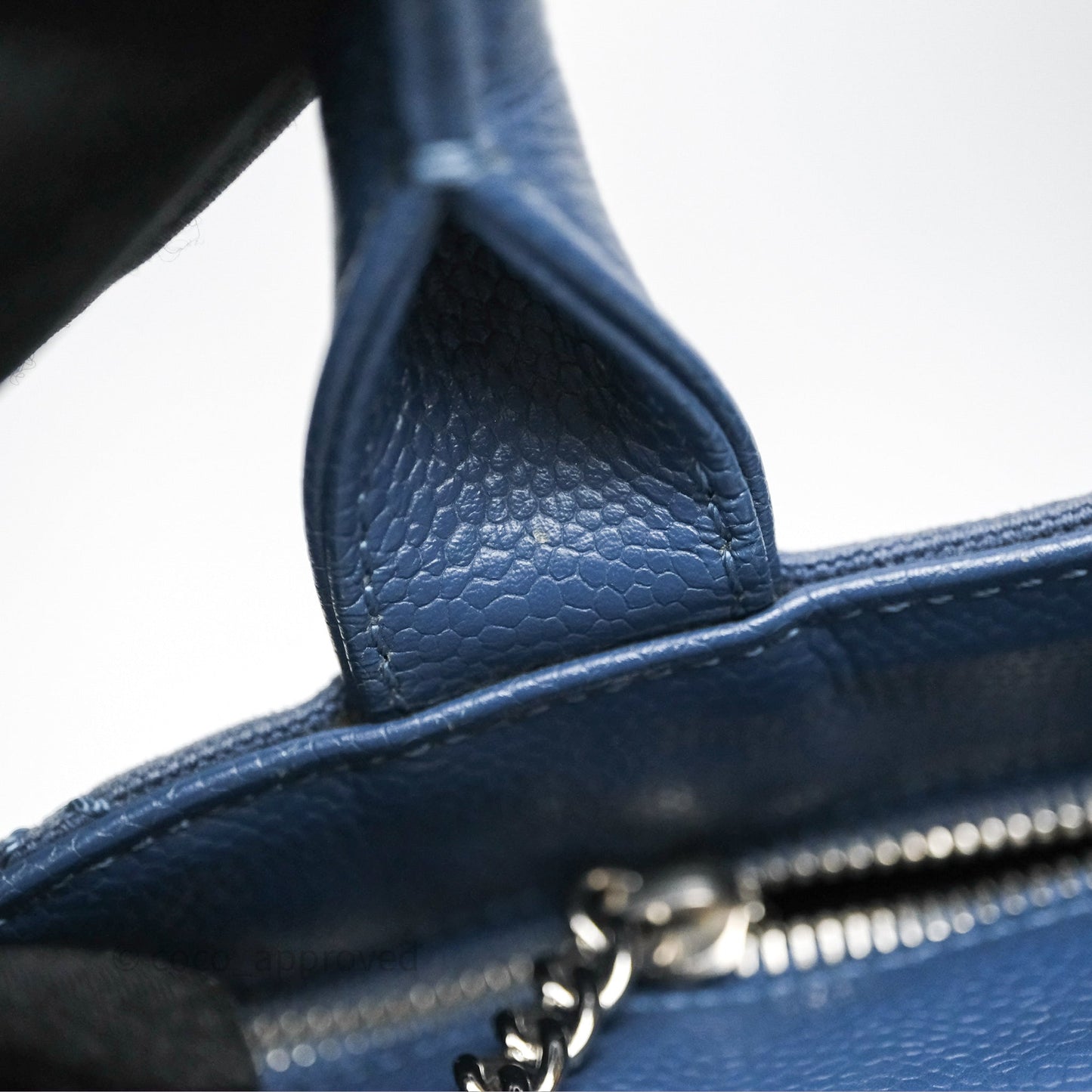 Chanel Blue Caviar Tassel Canvas Tote Bag