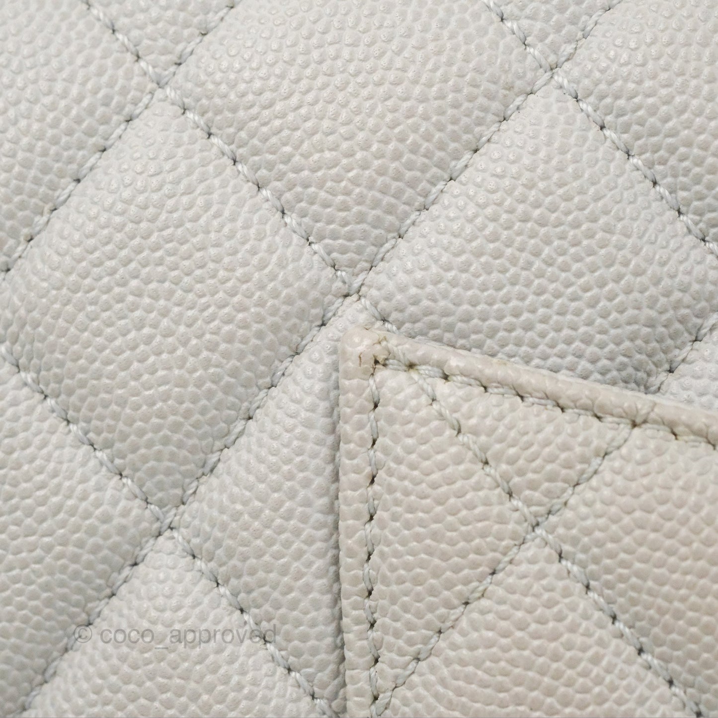 Chanel Medium Coco Handle Quilted Grey Caviar Gold Hardware