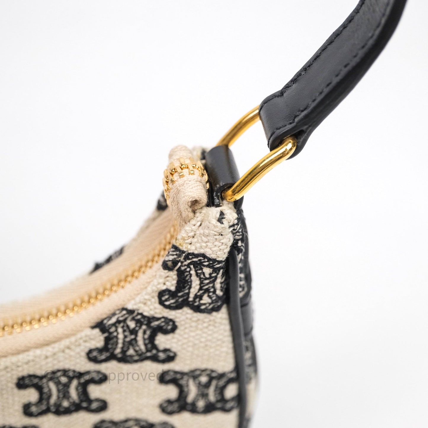 Celine Mini Ava Bag In Triomphe Canvas Black