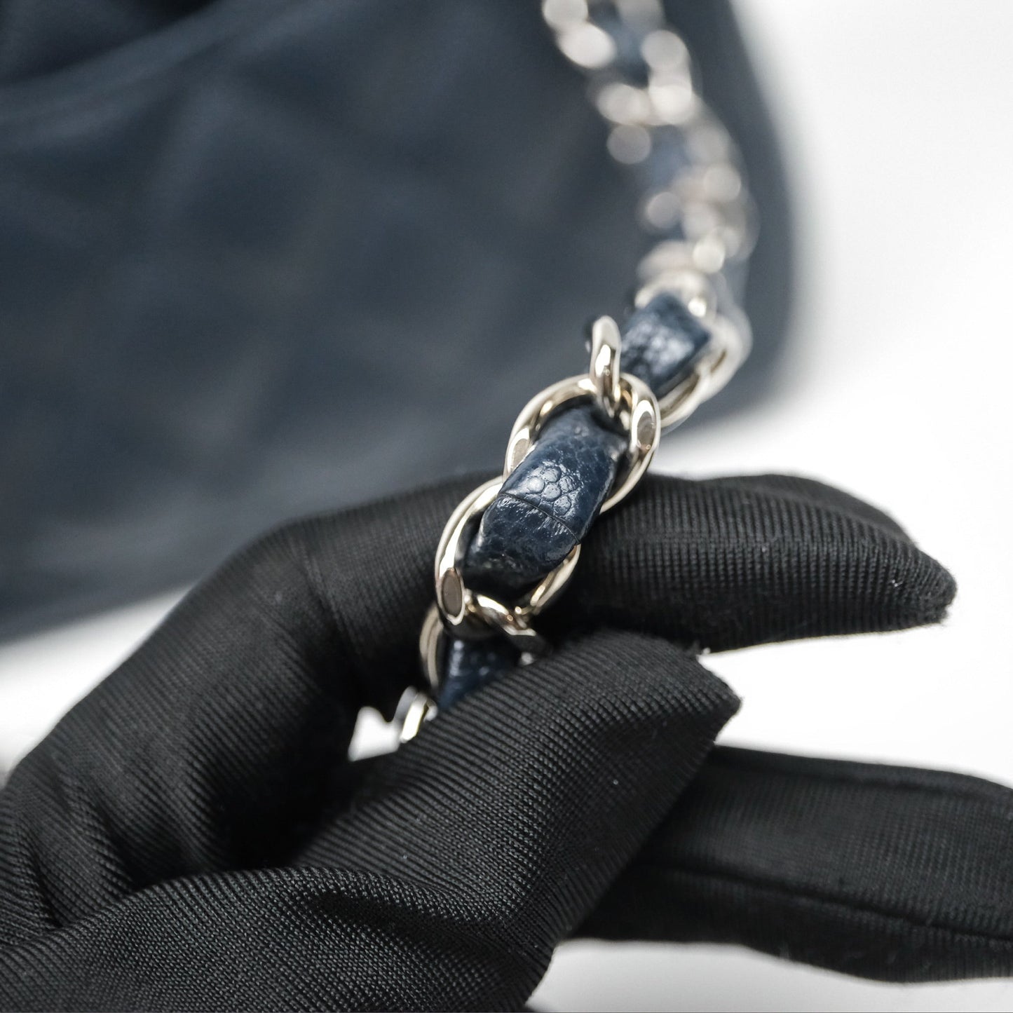 Chanel Quilted Mini Square Navy Caviar Silver Hardware