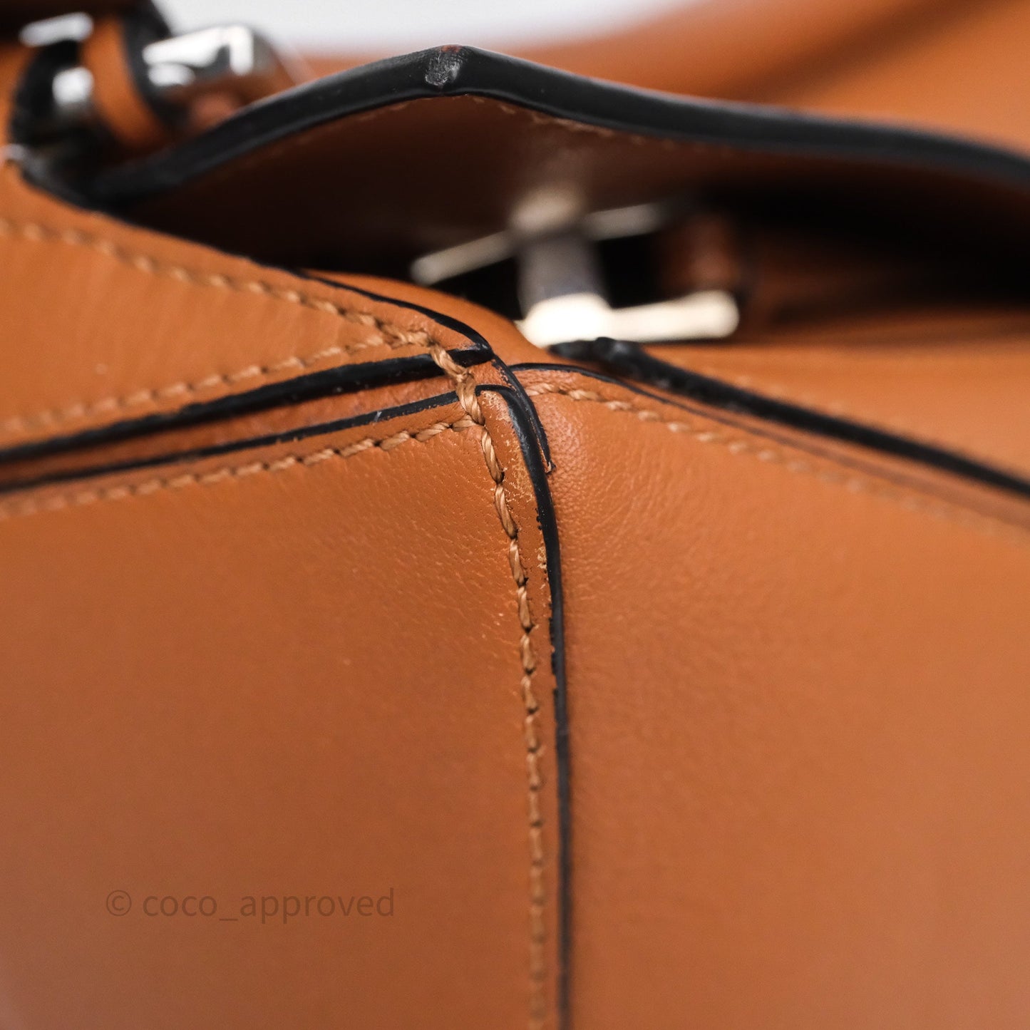 Loewe Medium Puzzle Bag Tan Calfskin Silver Hardware