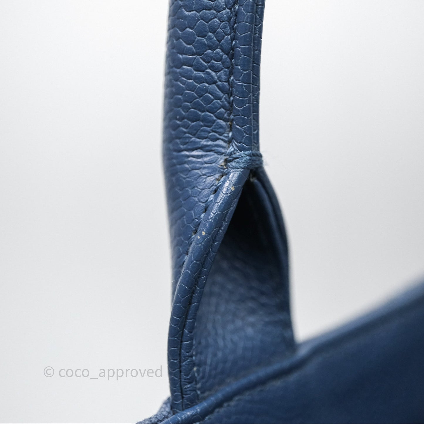 Chanel Blue Caviar Tassel Canvas Tote Bag