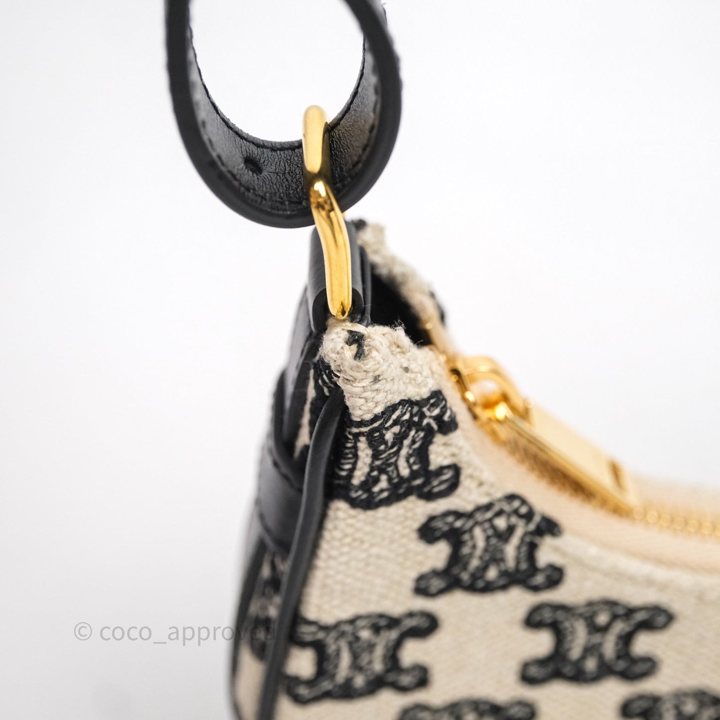 Celine Mini Ava Bag In Triomphe Canvas Black