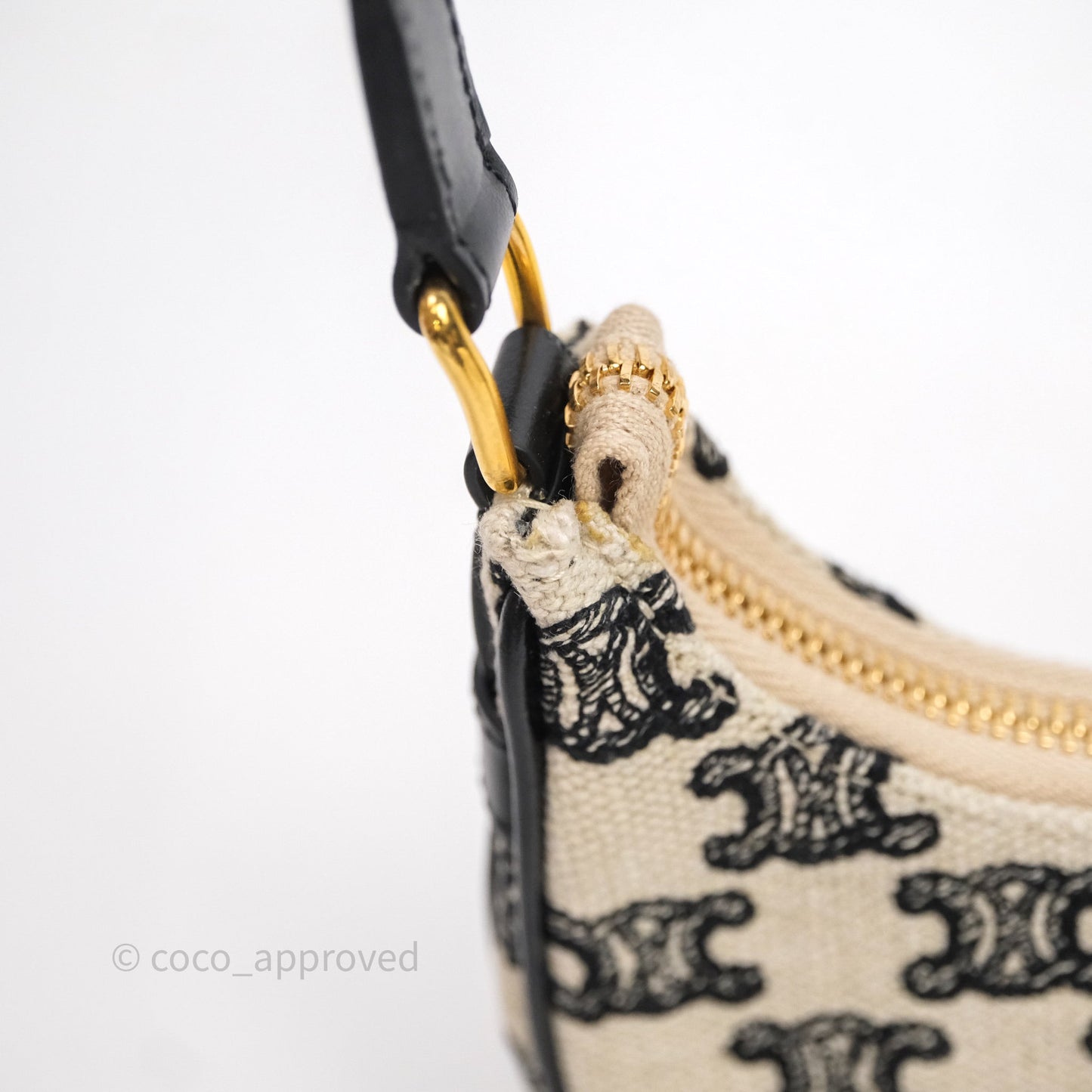 Celine Mini Ava Bag In Triomphe Canvas Black