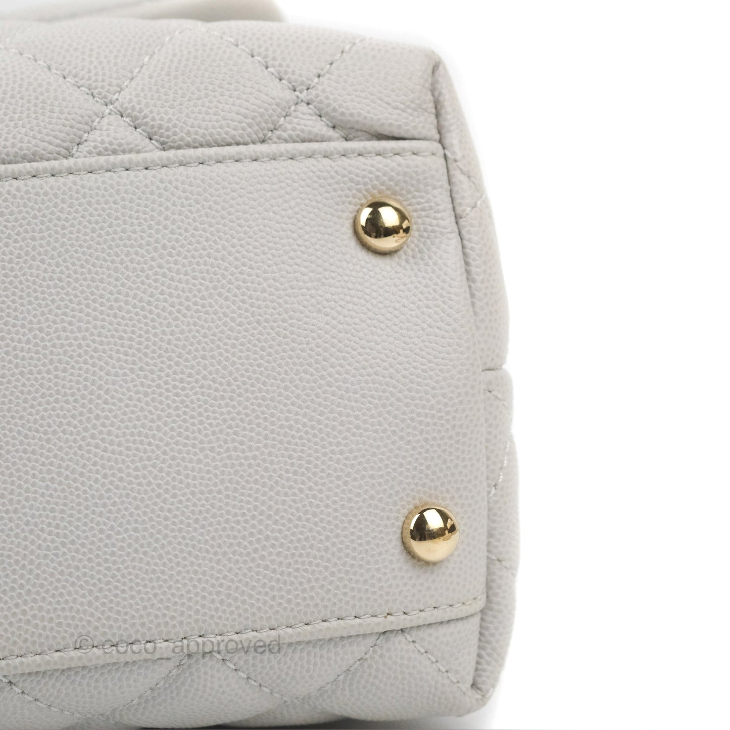 Chanel Medium Coco Handle Quilted Grey Caviar Gold Hardware