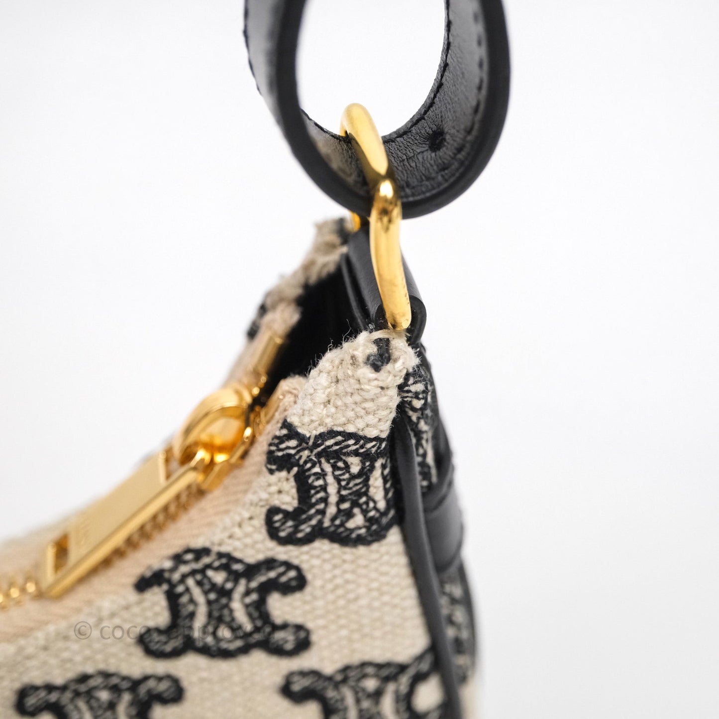 Celine Mini Ava Bag In Triomphe Canvas Black