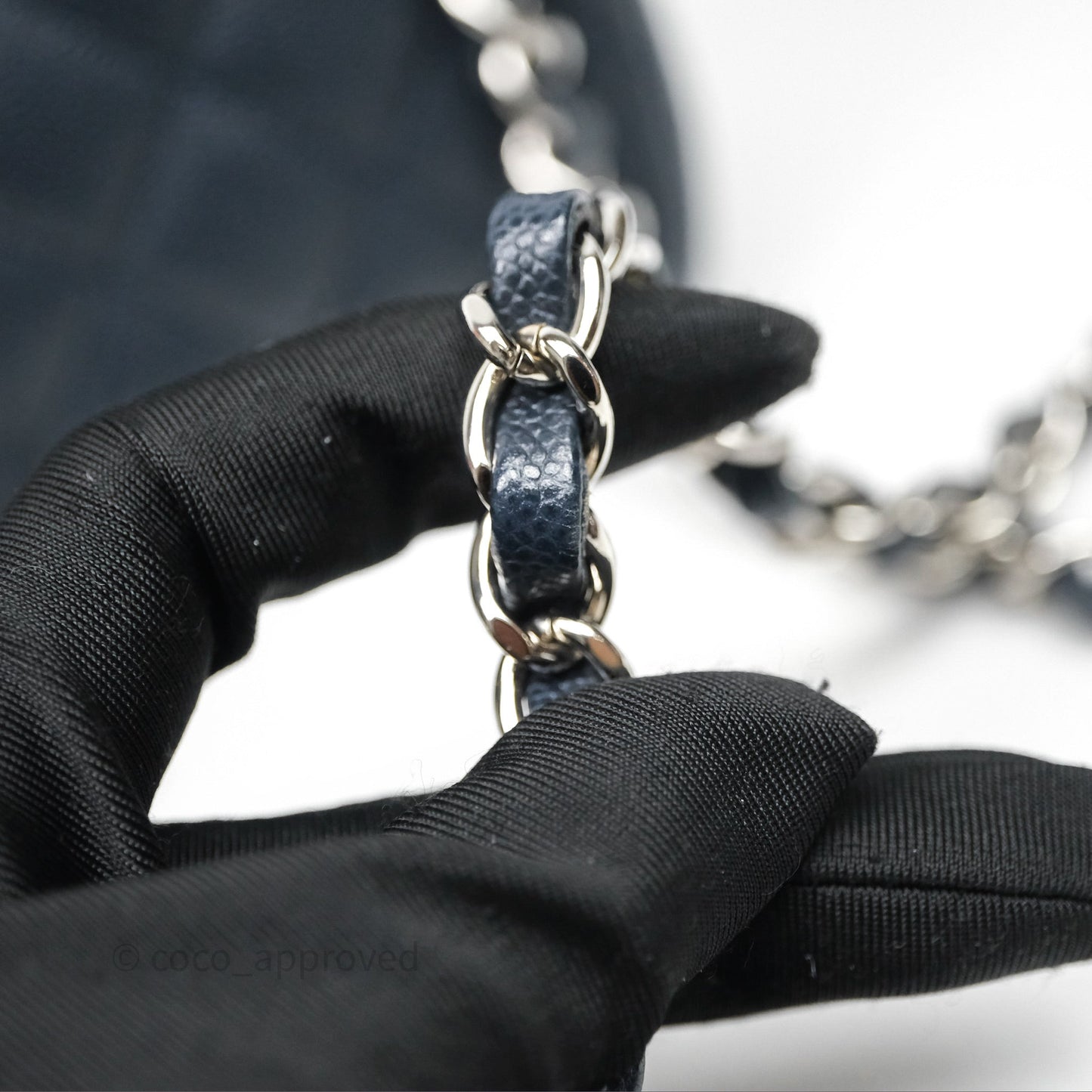 Chanel Quilted Mini Square Navy Caviar Silver Hardware