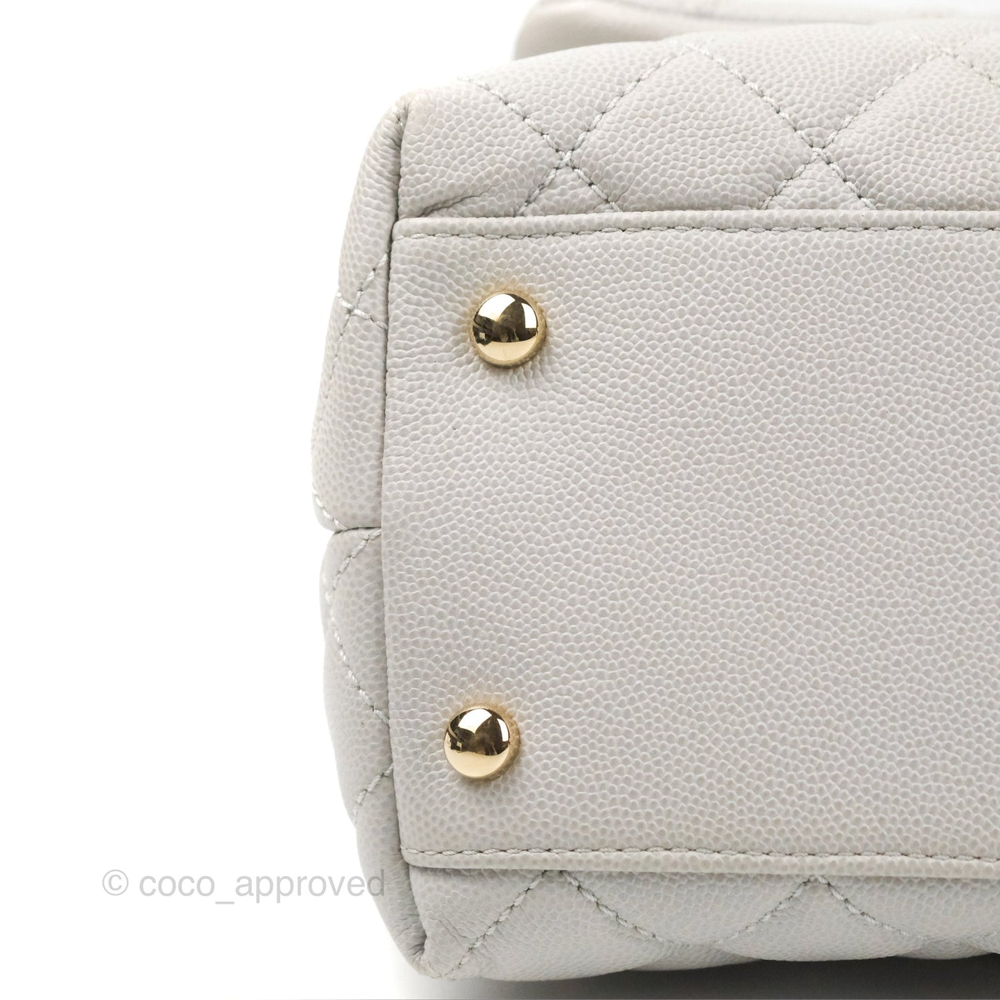 Chanel Medium Coco Handle Quilted Grey Caviar Gold Hardware