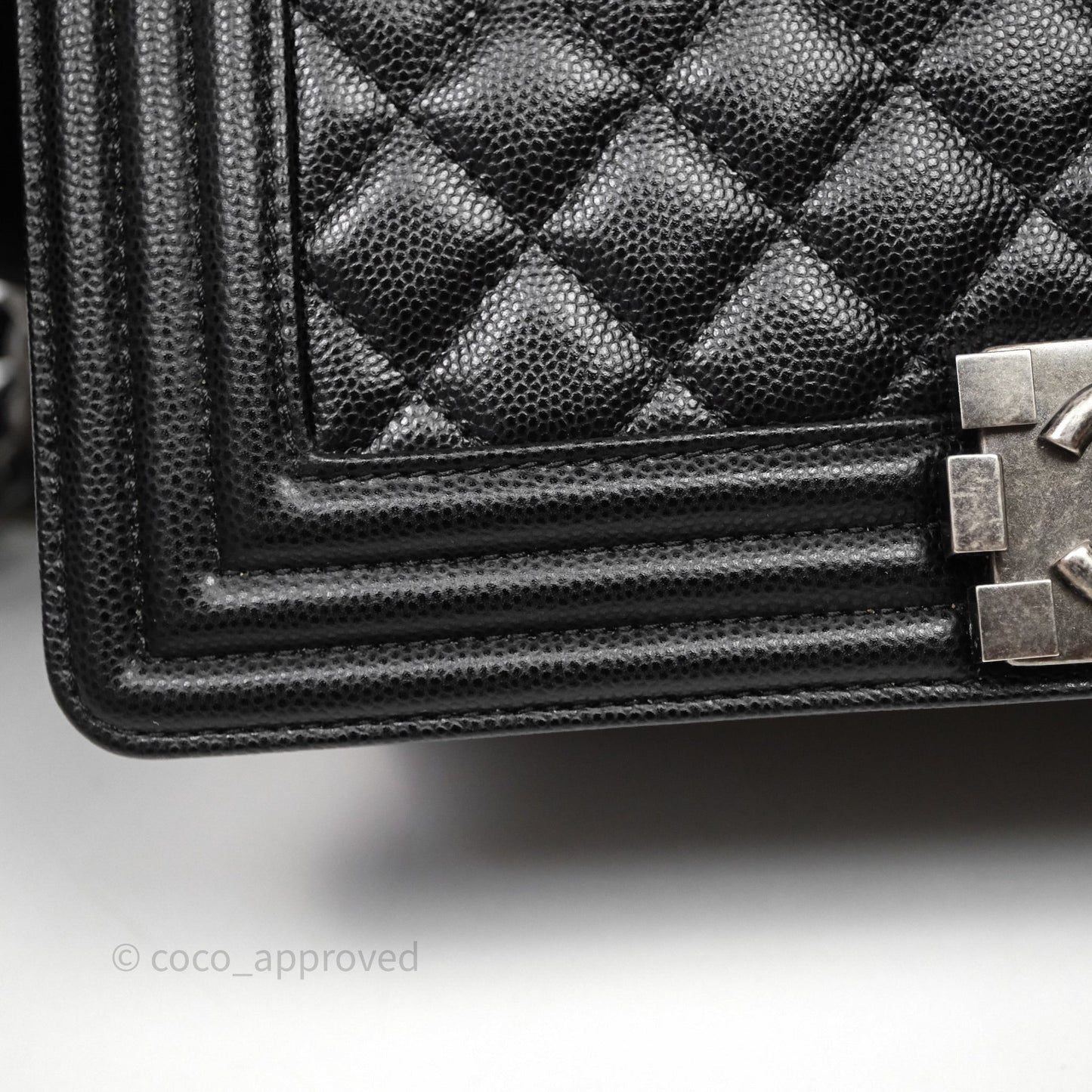 Chanel Quilted Medium Boy Black Caviar Ruthenium Hardware